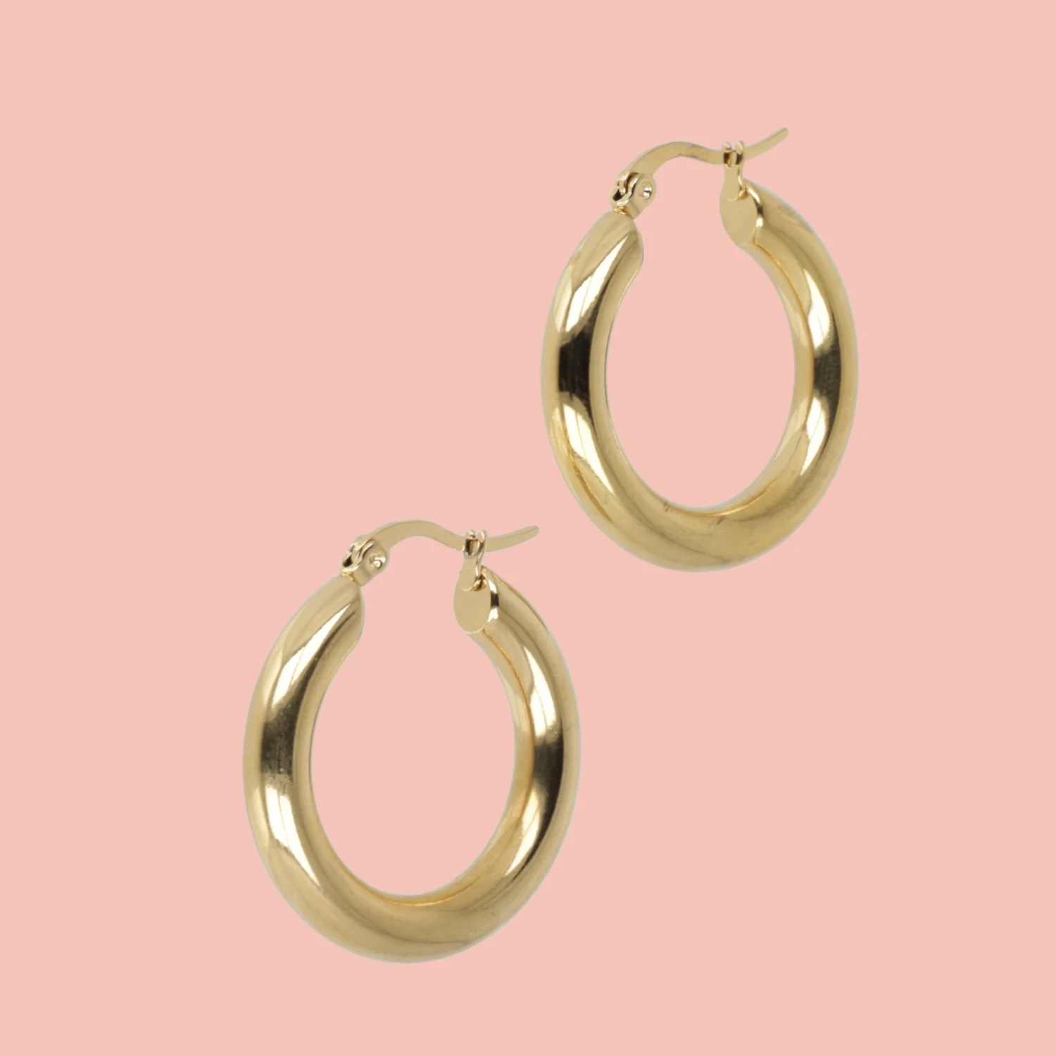 32mm Chunky Stainless Steel Hoop Earrings (Gold Plated)