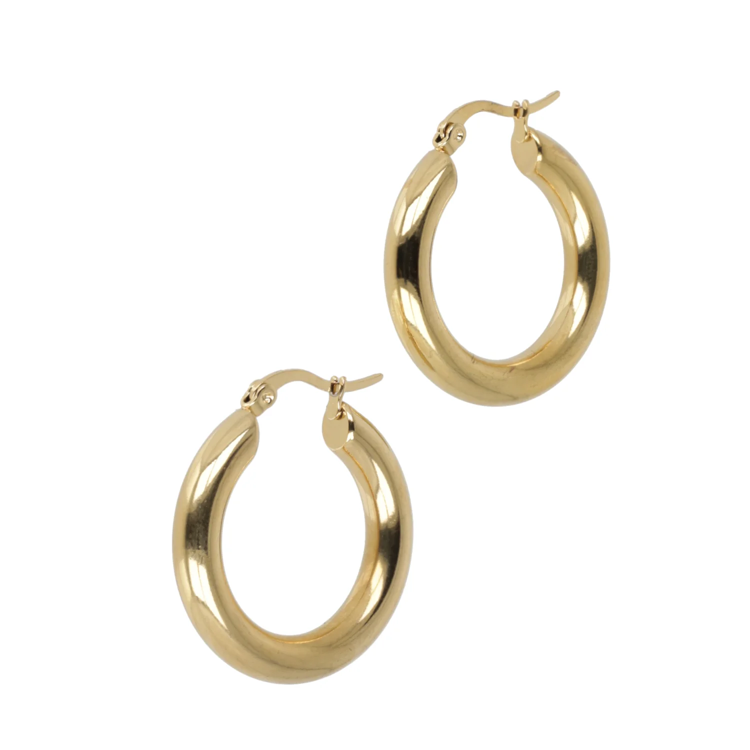 32mm Chunky Stainless Steel Hoop Earrings (Gold Plated) - Image 3