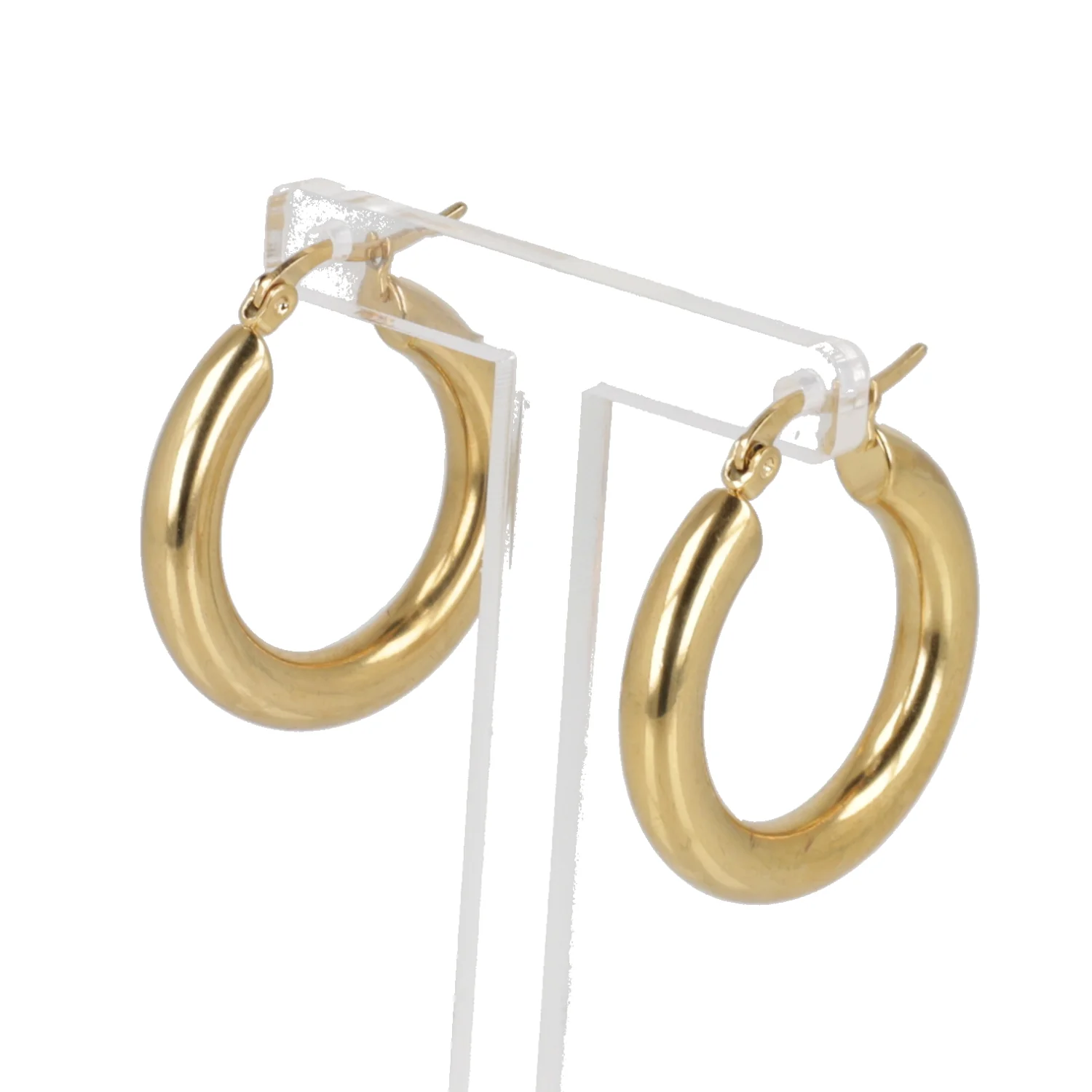 32mm Chunky Stainless Steel Hoop Earrings (Gold Plated) - Image 4