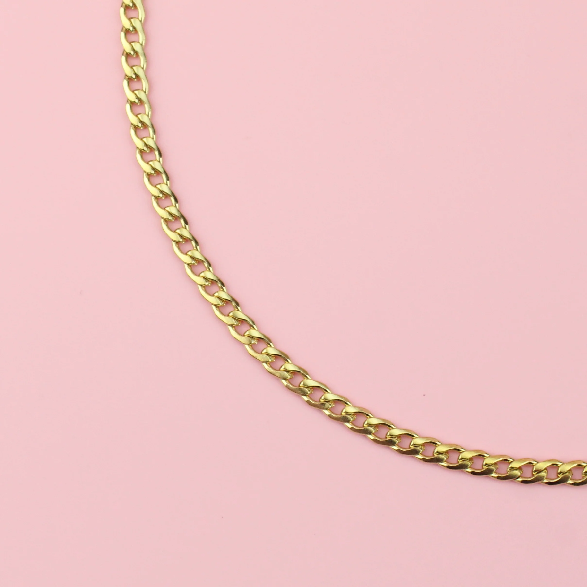 3mm Curb Chain Necklace (Gold Plated) - Image 3
