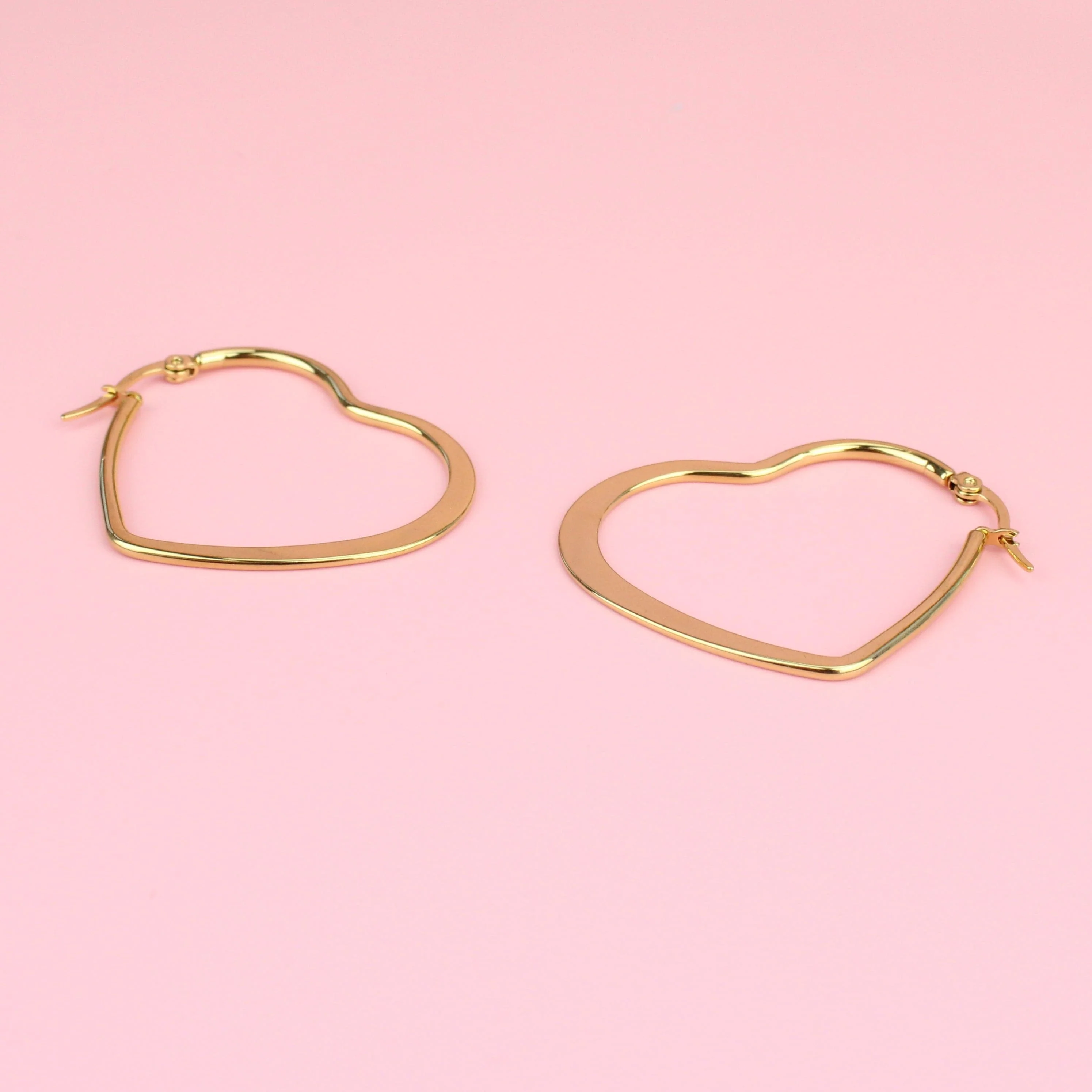 40mm Heart Hoop Earrings (Gold Plated) - Image 3
