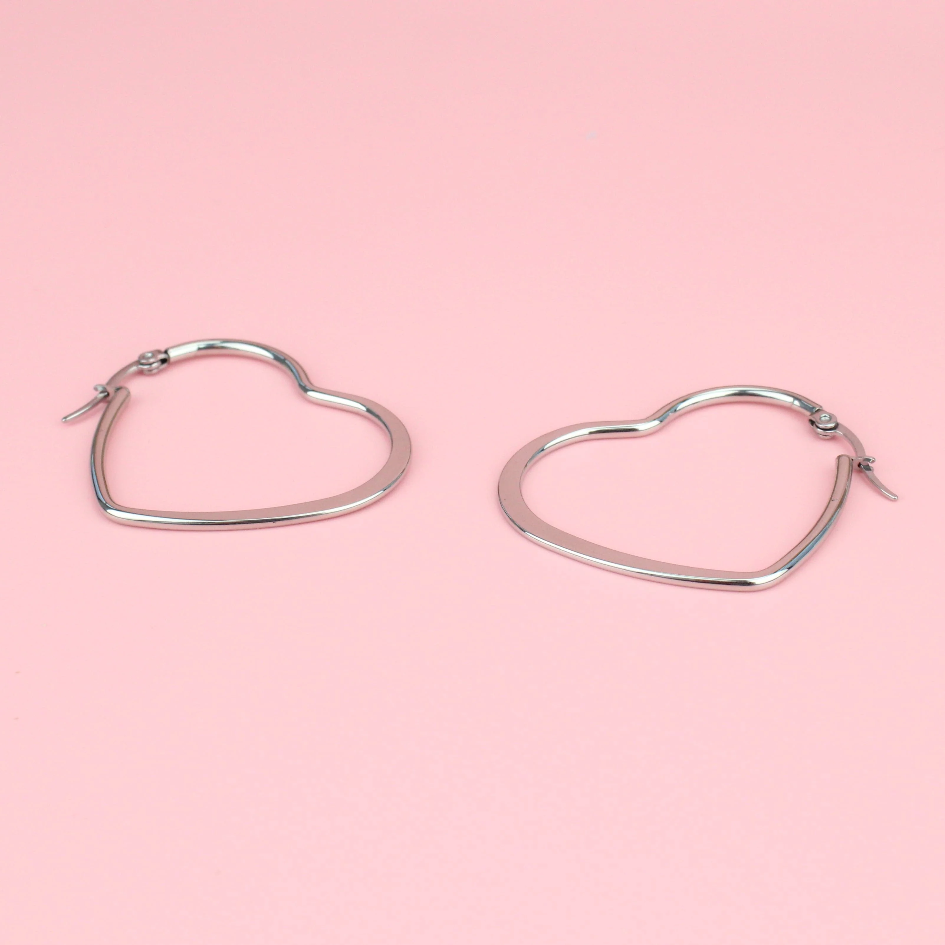 40mm Heart Hoops (Stainless Steel) - Image 3
