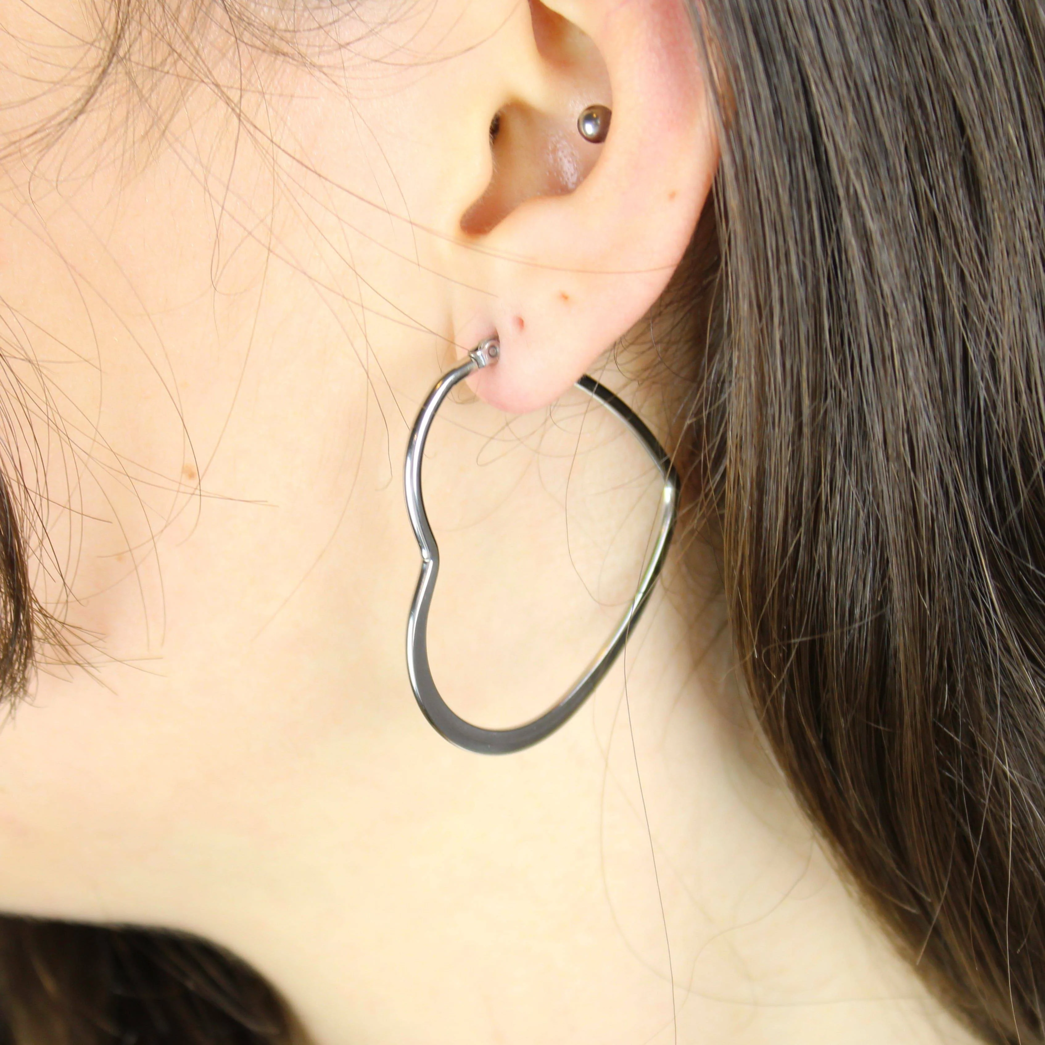 40mm Heart Hoops (Stainless Steel) - Image 4
