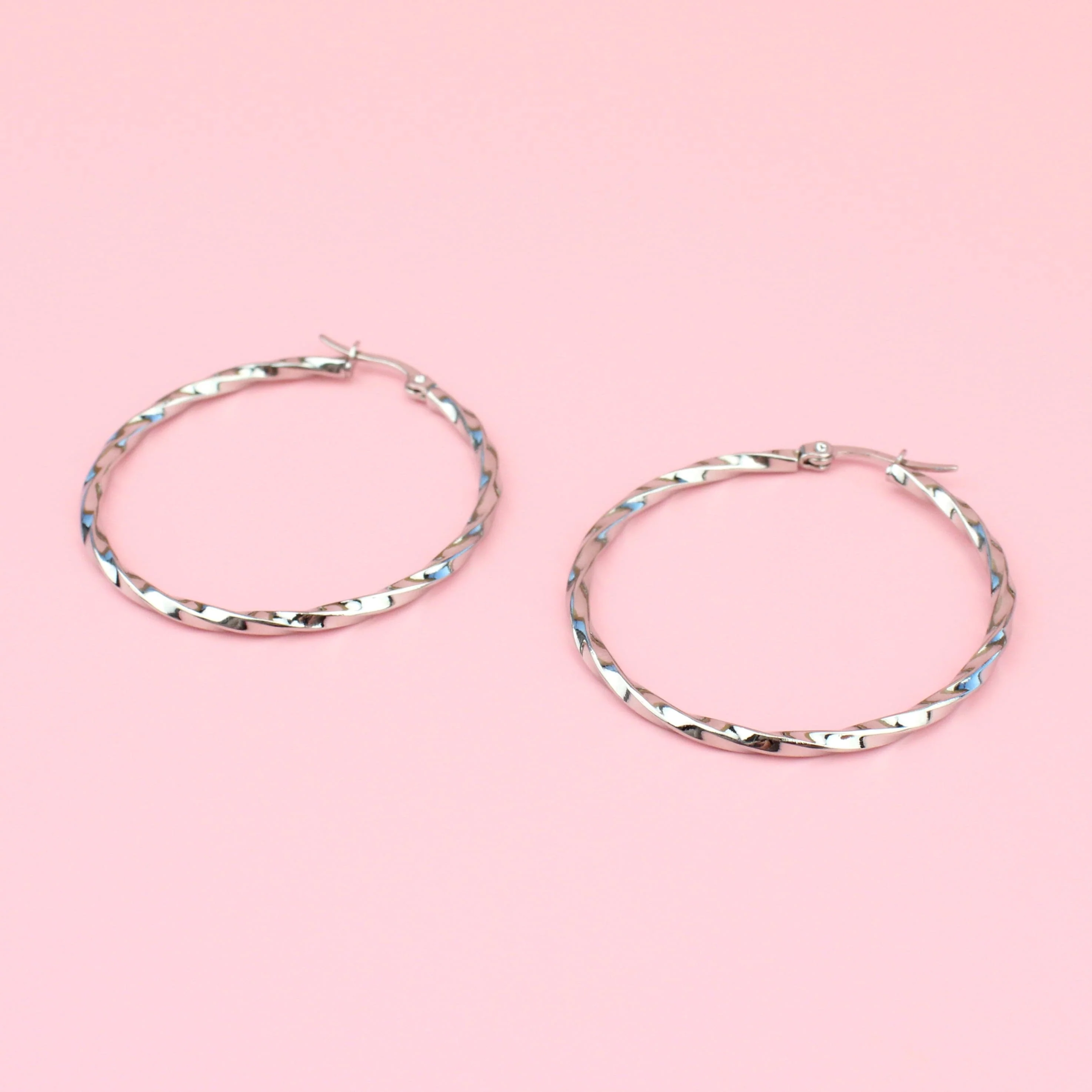 44mm Twisted Hoop Earrings - Image 2