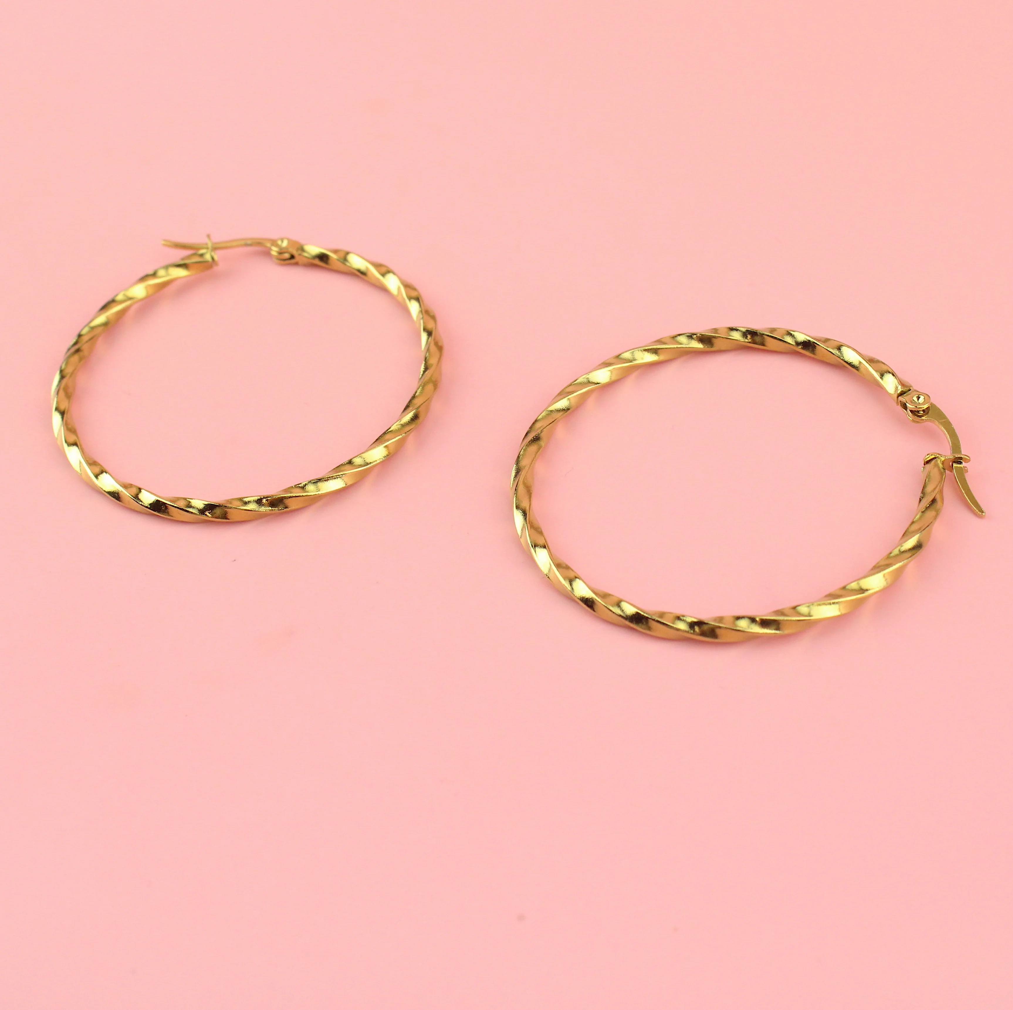 44mm Twisted Hoop Earrings (Gold Plated) - Image 2