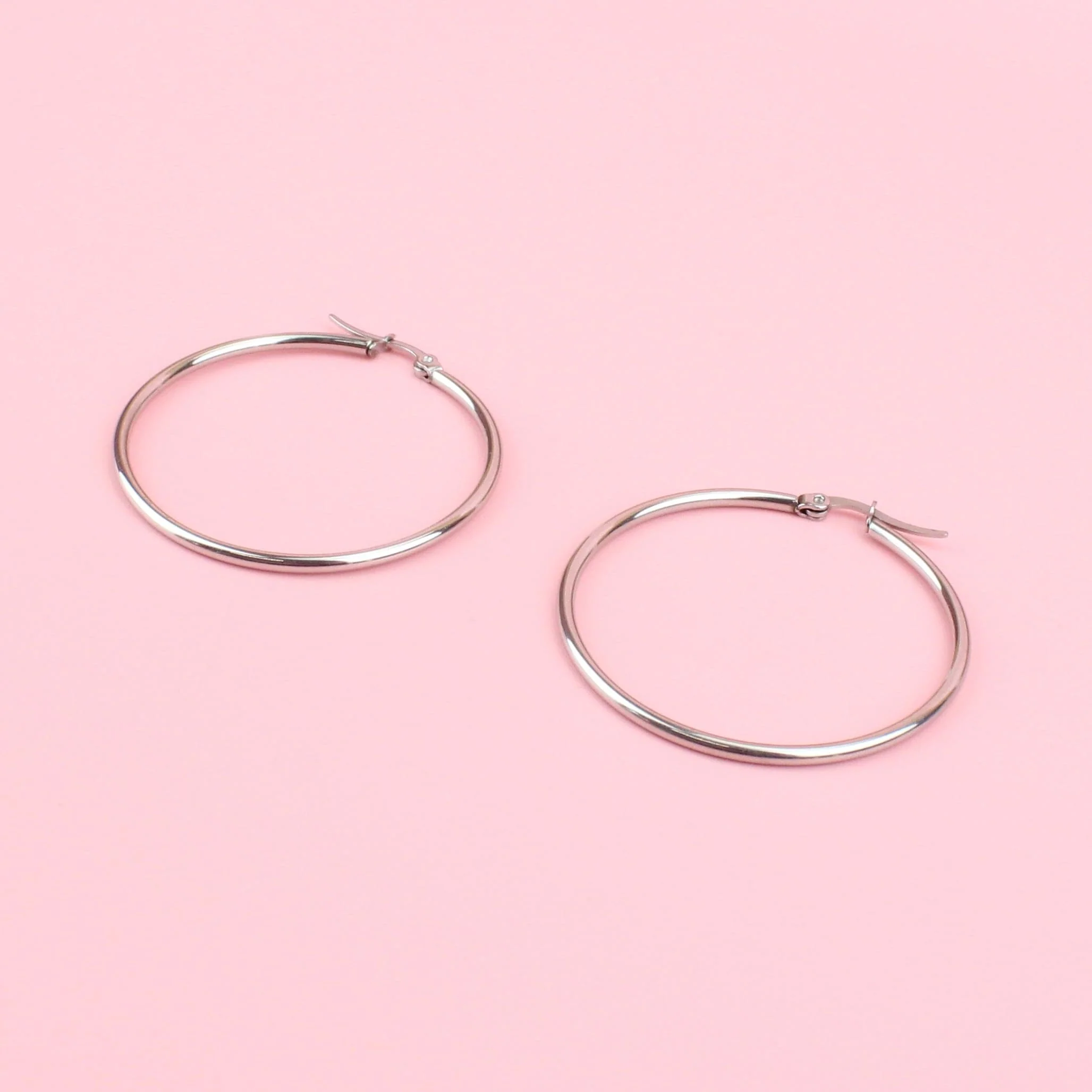 45mm Stainless Steel Hoop Earrings - Image 3