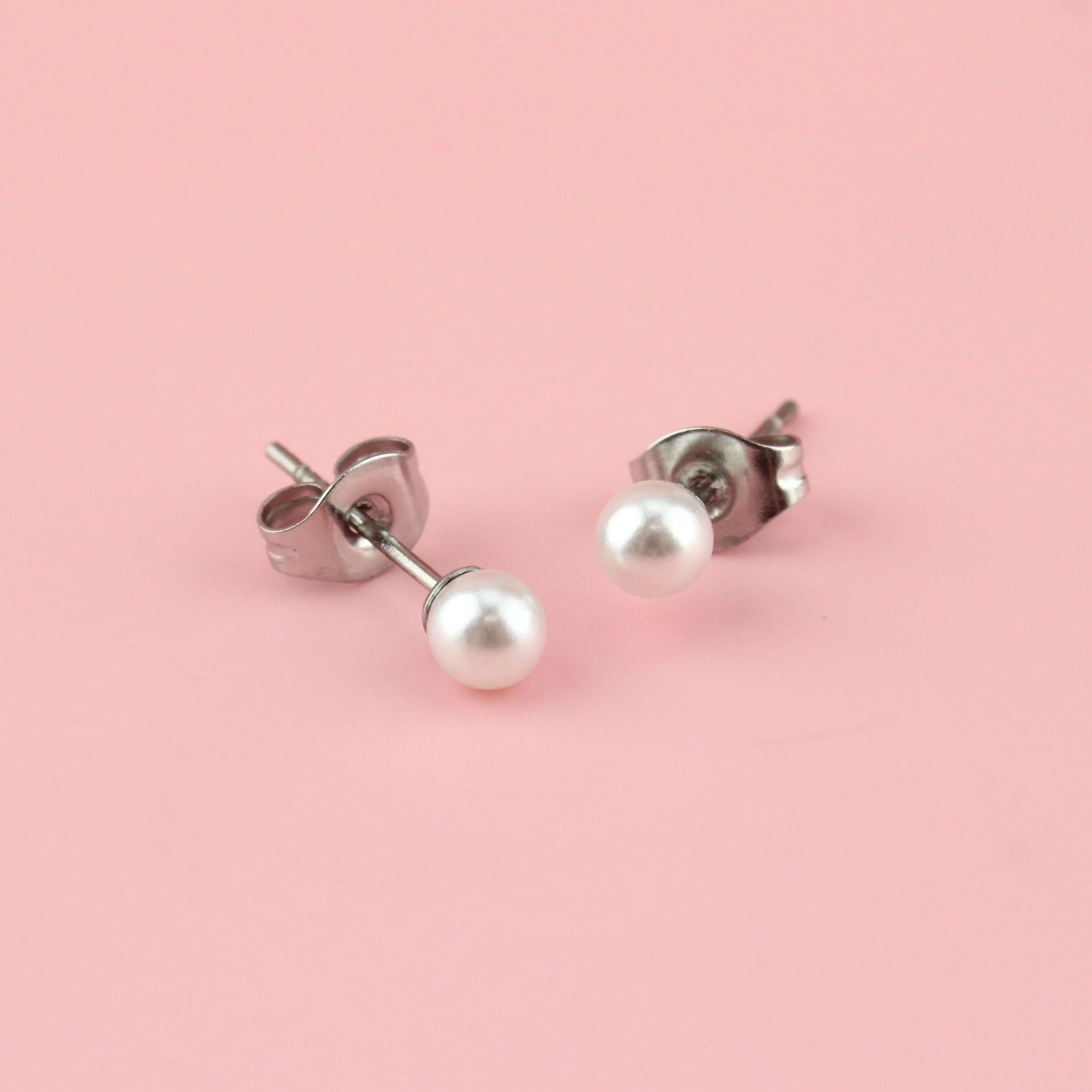 4mm Pearl Stud Earrings - Image 4