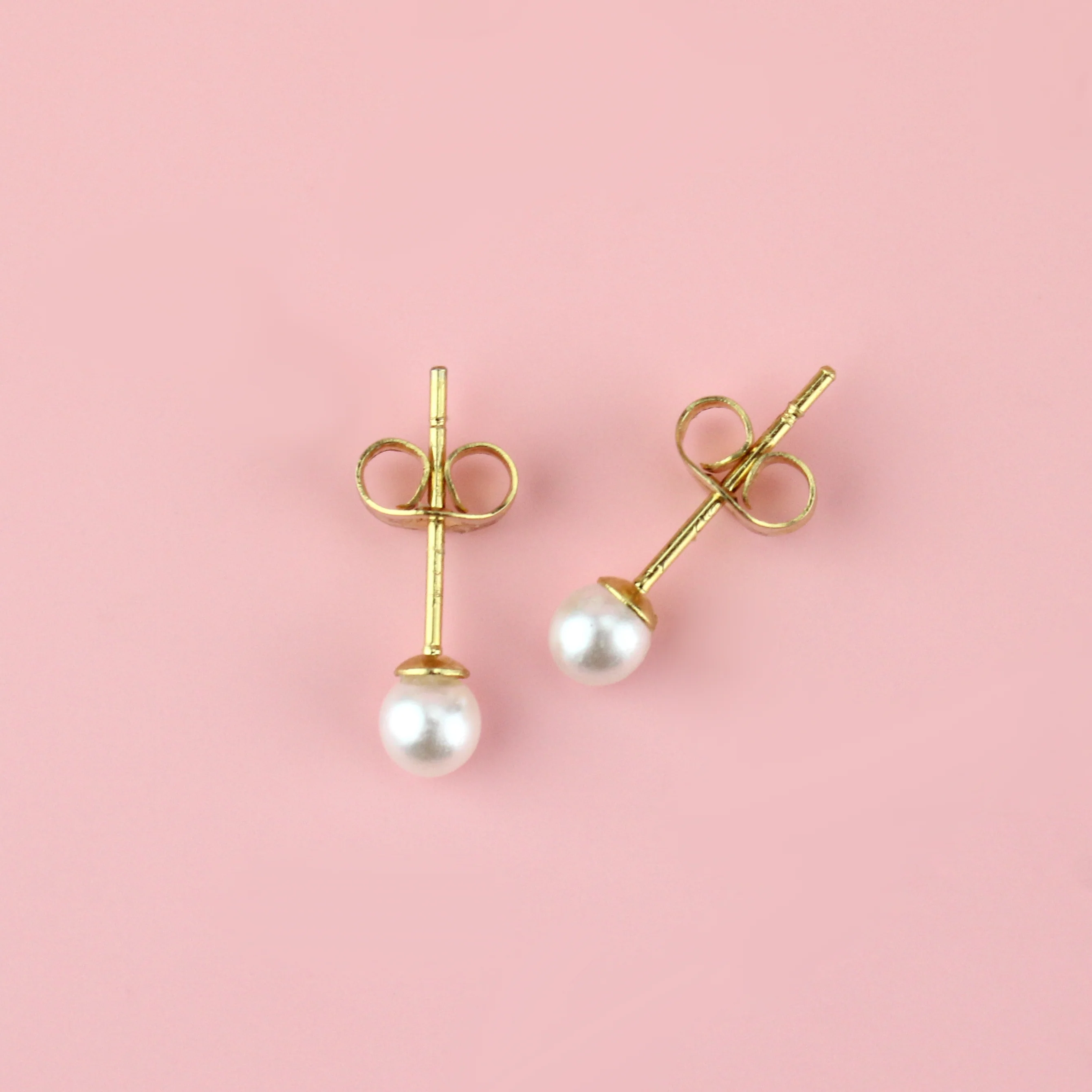 4mm Pearl Stud Earrings (Gold Plated) - Image 2