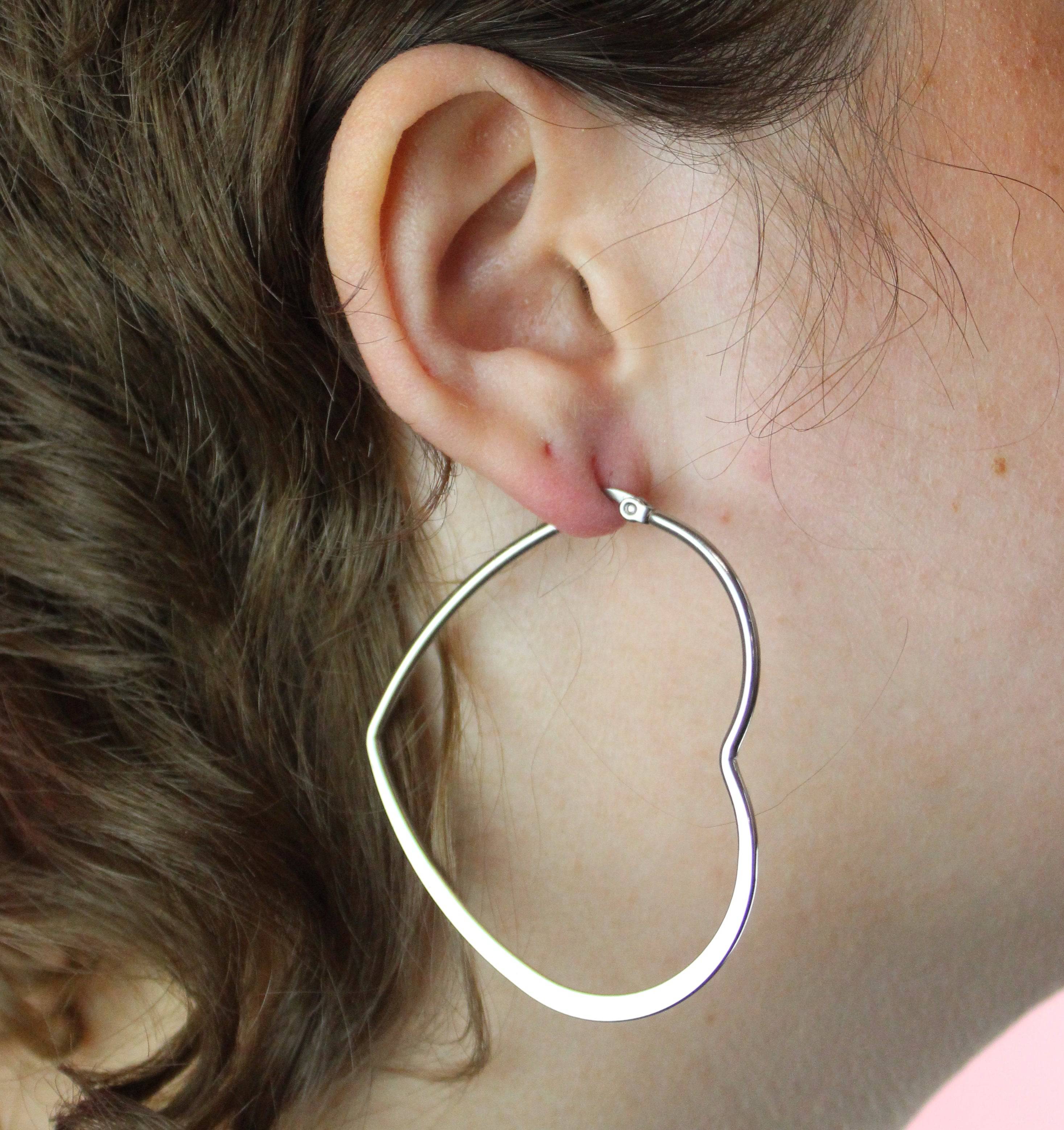 50mm Heart Hoops (Stainless Steel) - Image 3