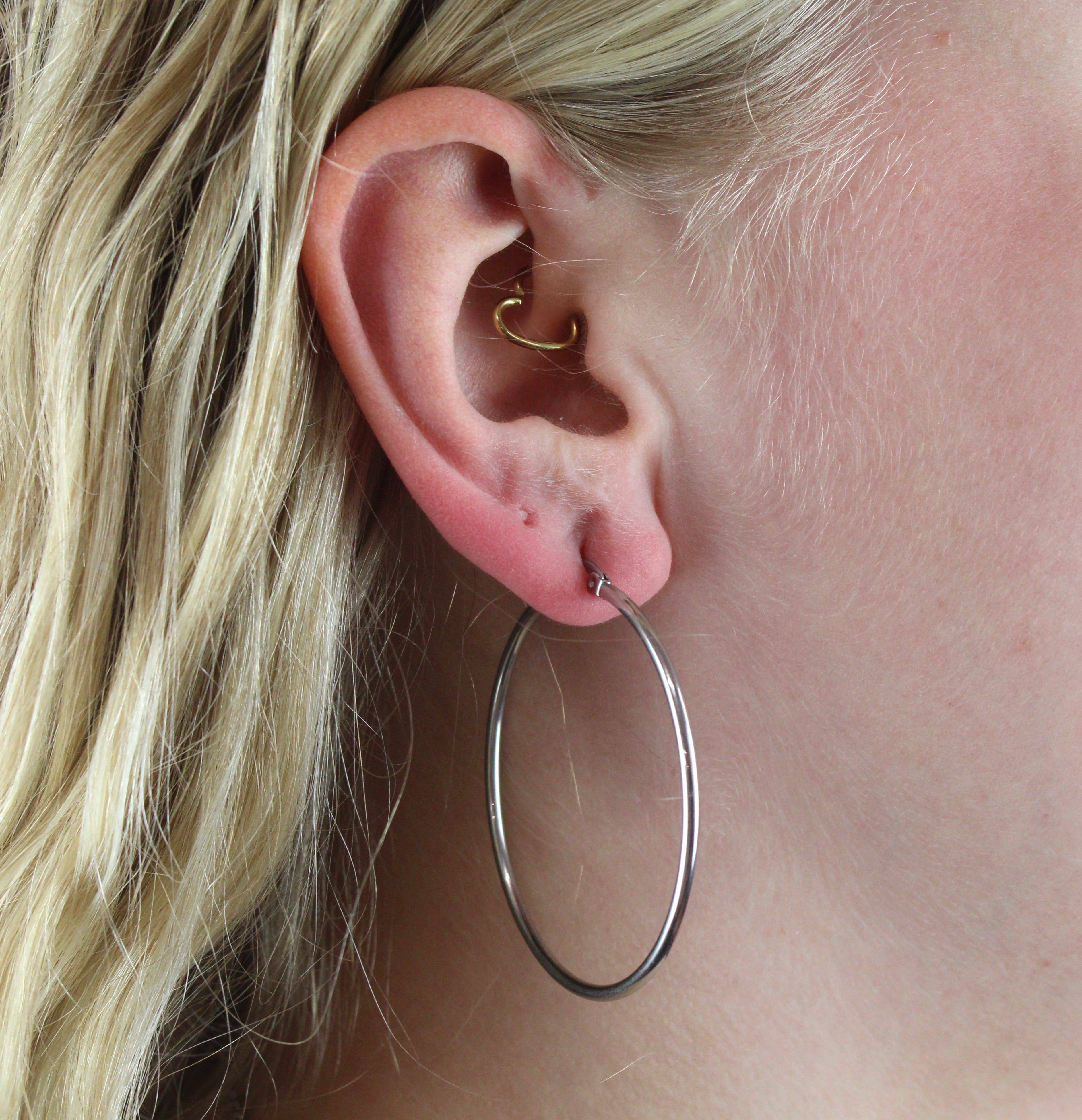 50mm Stainless Steel Hoop Earrings - Image 2