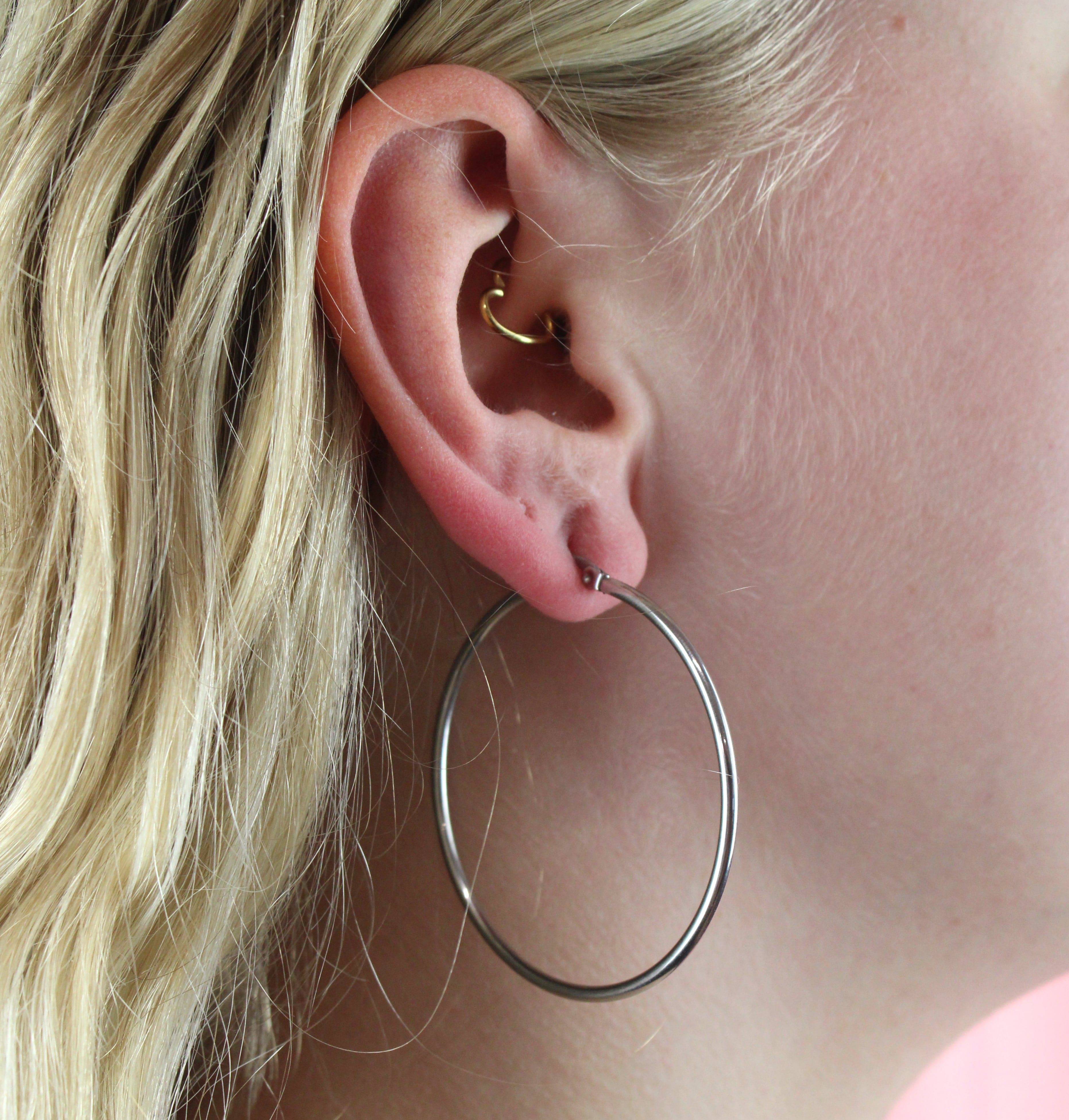50mm Stainless Steel Hoop Earrings - Image 4