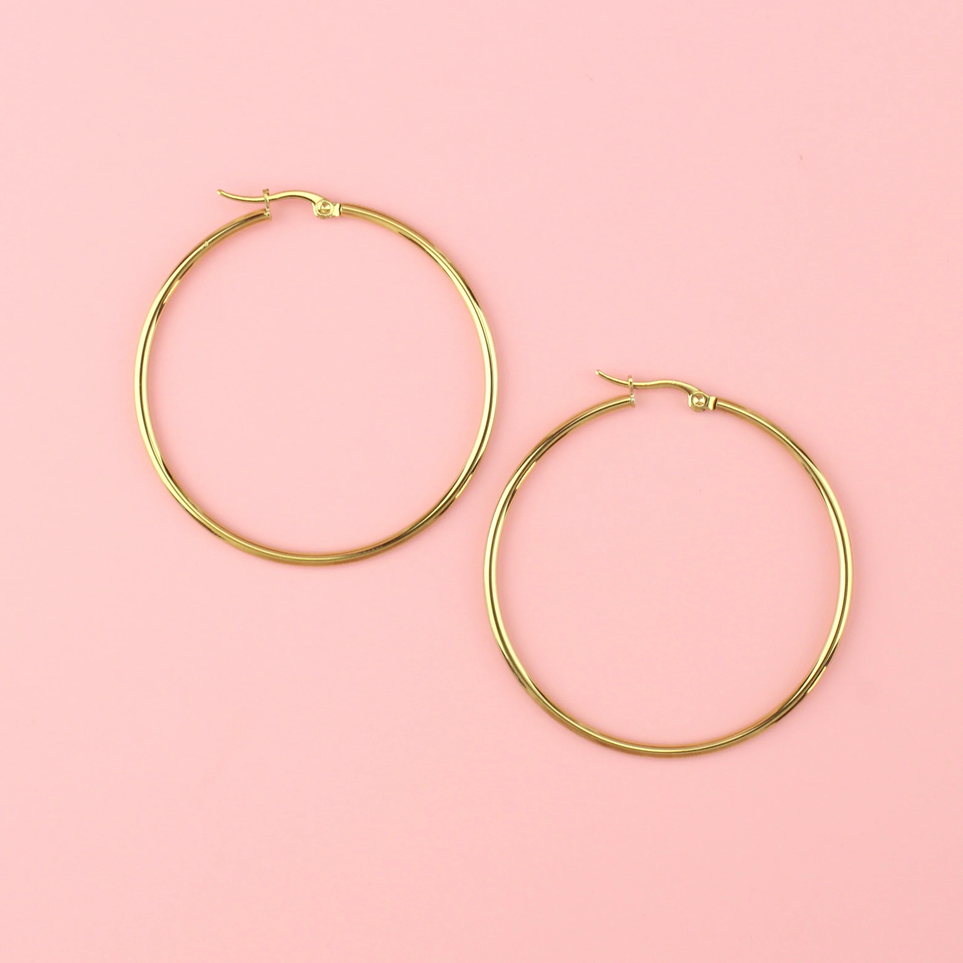 50mm Stainless Steel Hoop Earrings (Gold Plated)