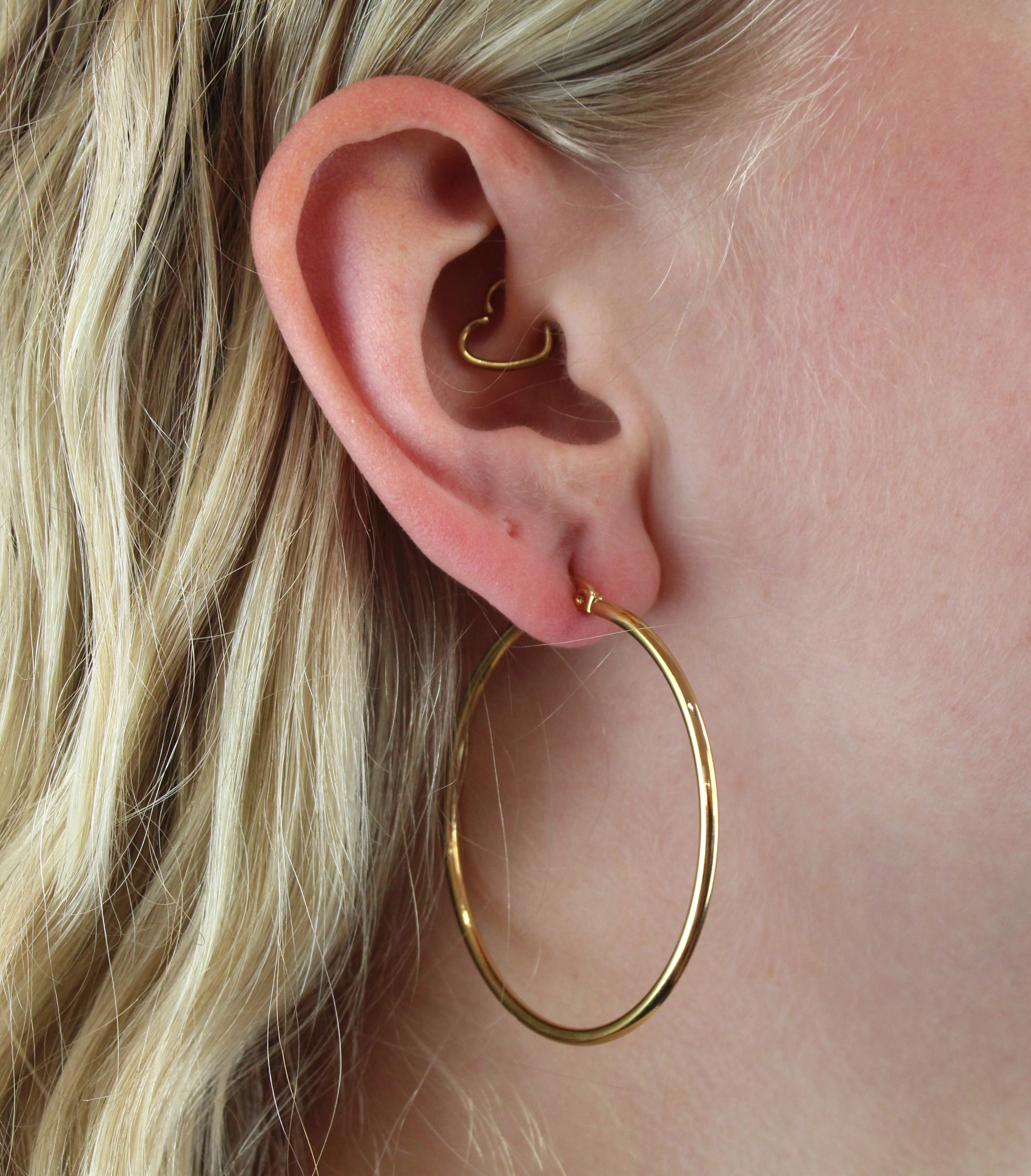 50mm Stainless Steel Hoop Earrings (Gold Plated) - Image 2