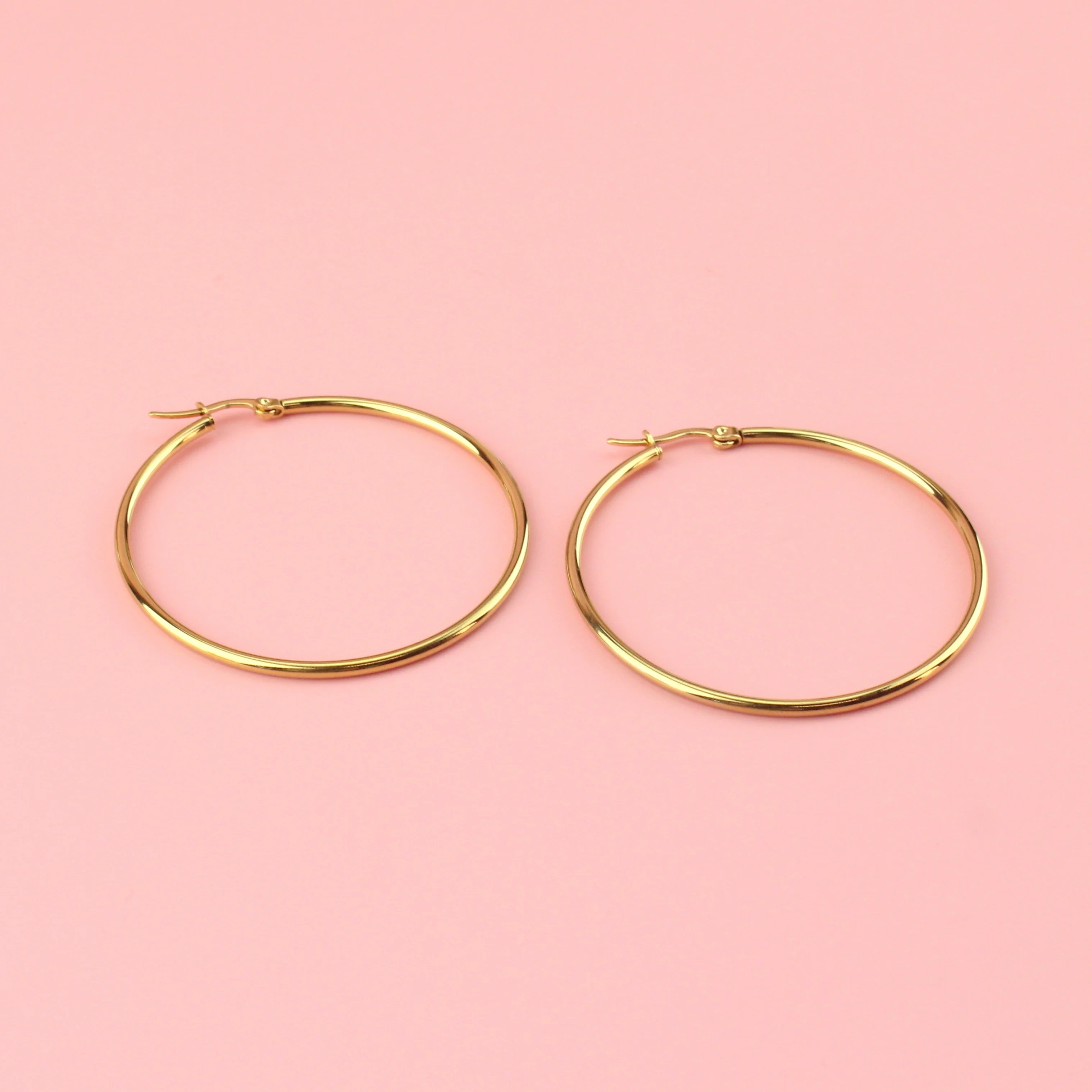 50mm Stainless Steel Hoop Earrings (Gold Plated) - Image 4