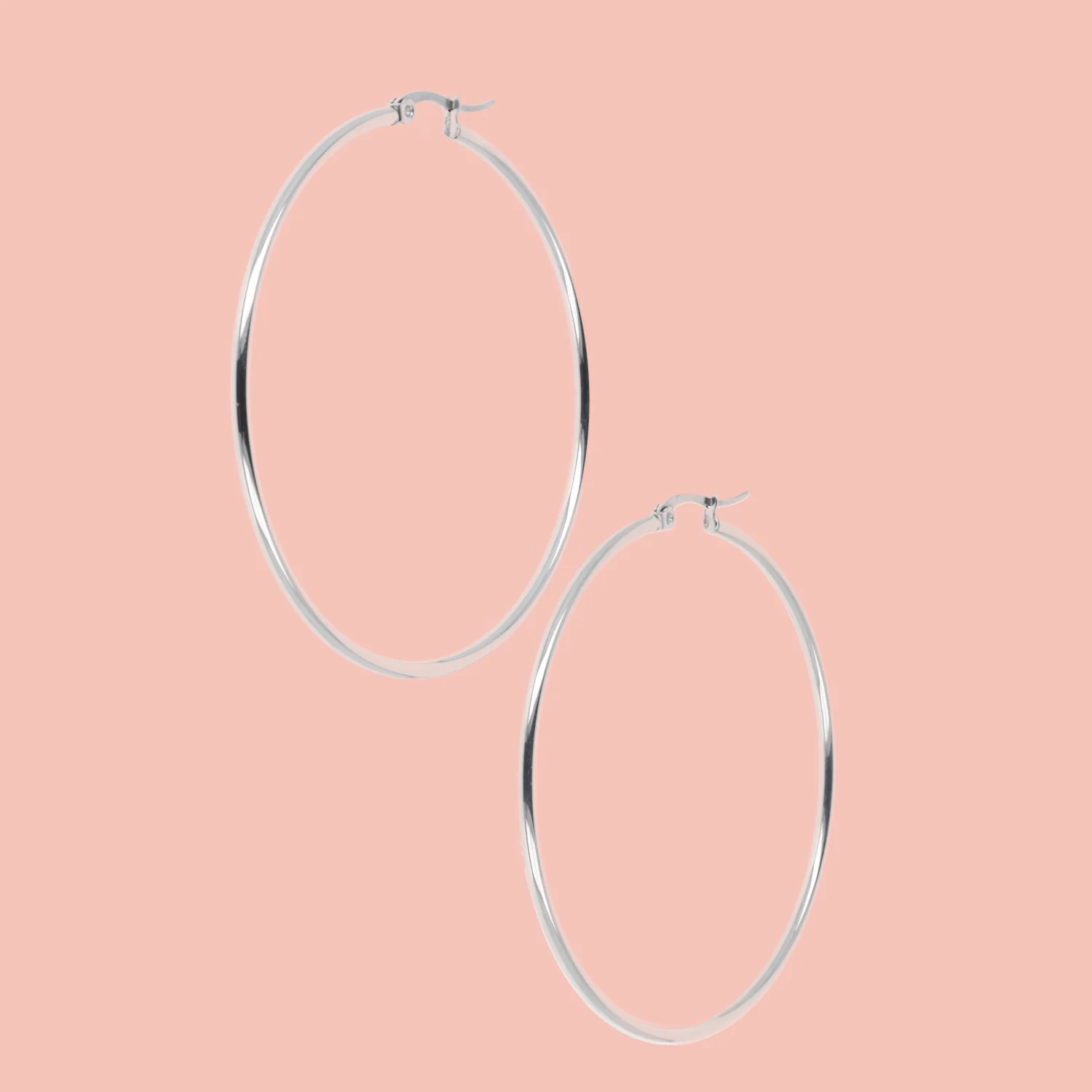 60mm Stainless Steel Hoop Earrings - Image 2