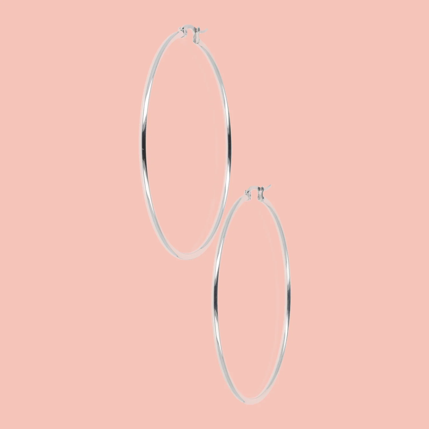 60mm Stainless Steel Hoop Earrings - Image 3