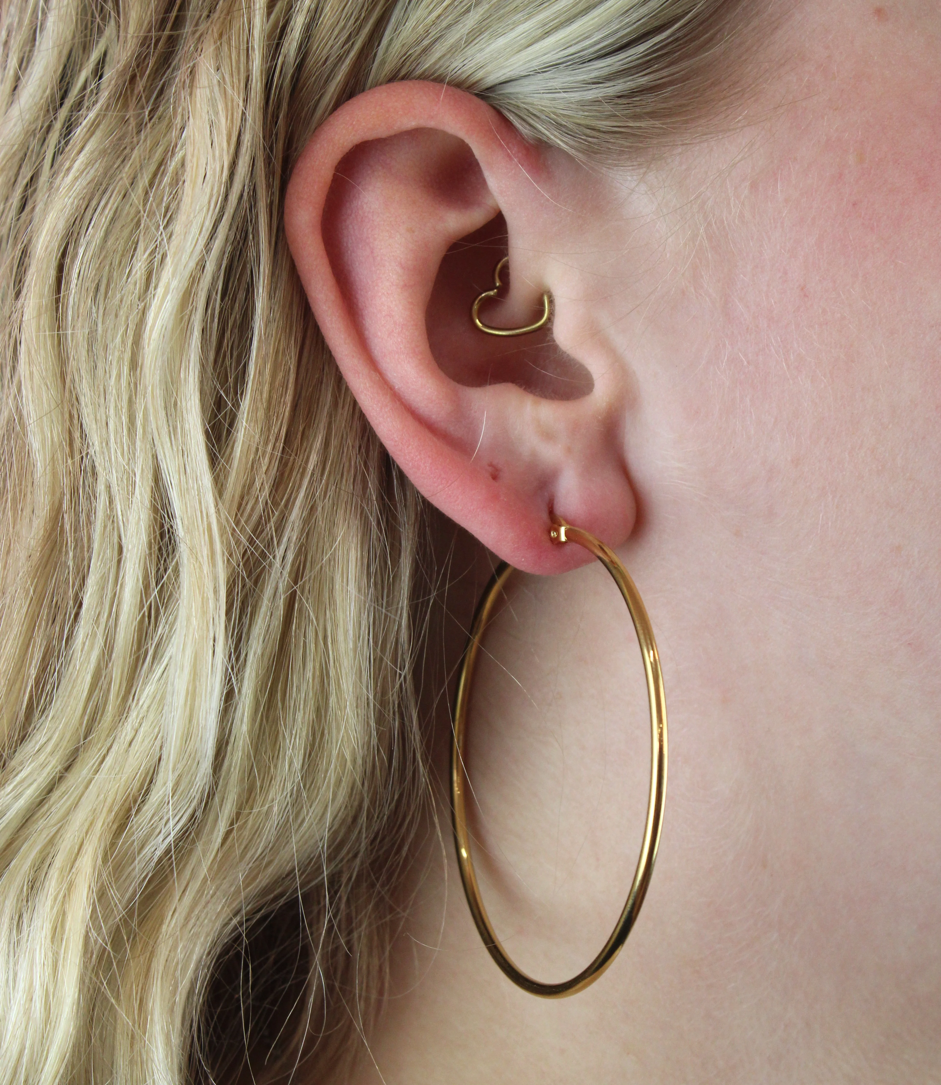 60mm Stainless Steel Hoop Earrings (Gold Plated) - Image 2
