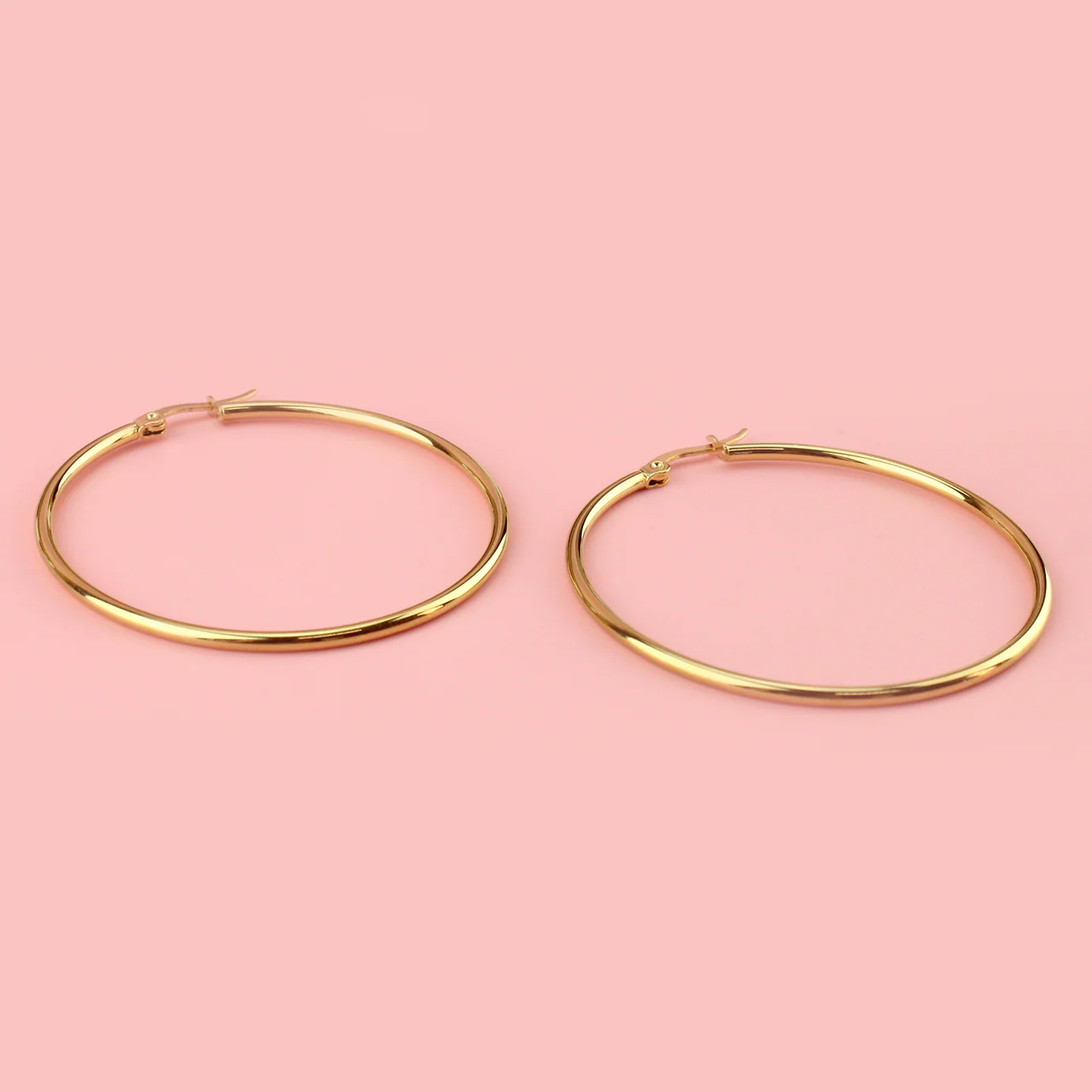 60mm Stainless Steel Hoop Earrings (Gold Plated) - Image 4