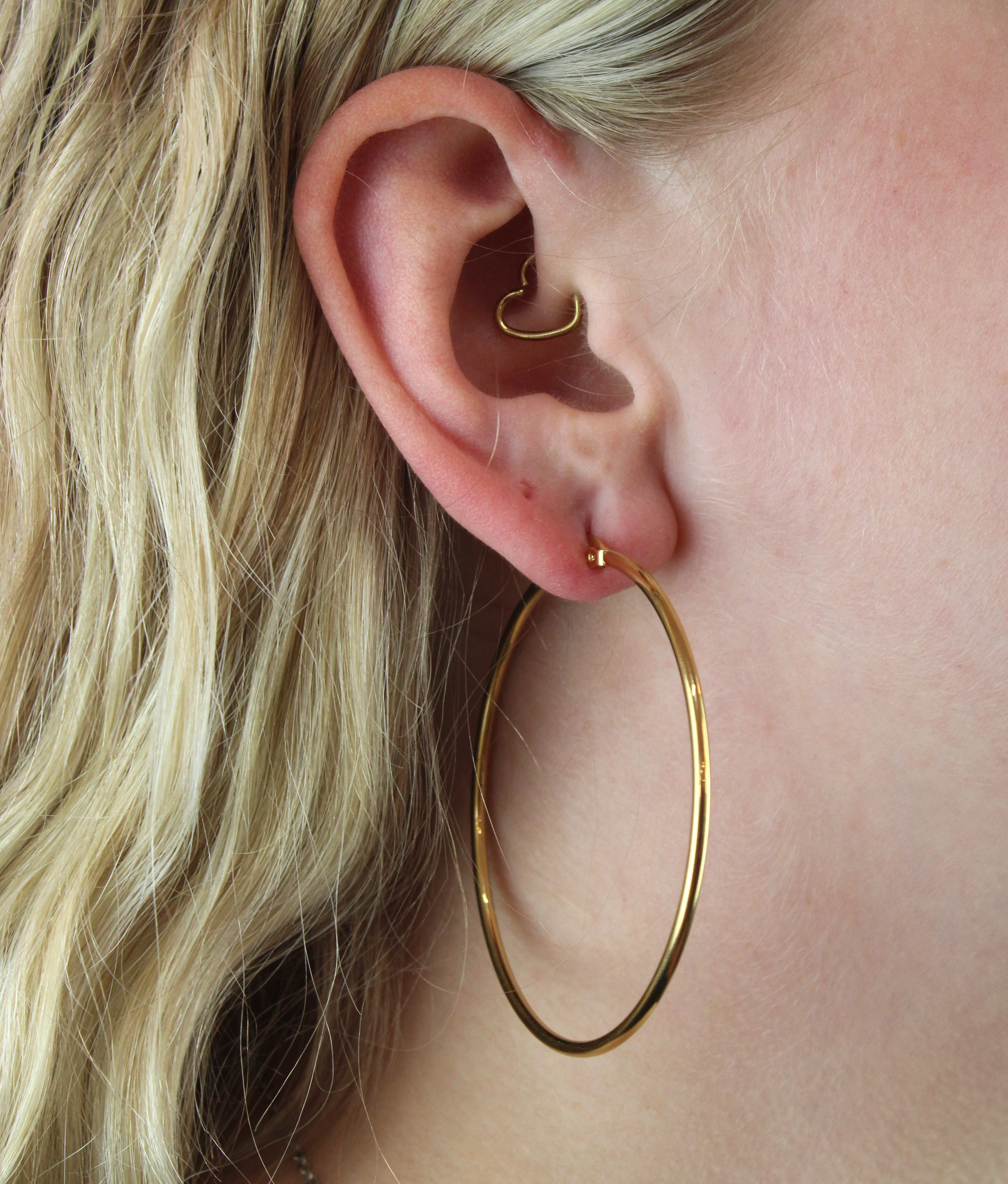 60mm Stainless Steel Hoop Earrings (Gold Plated) - Image 5
