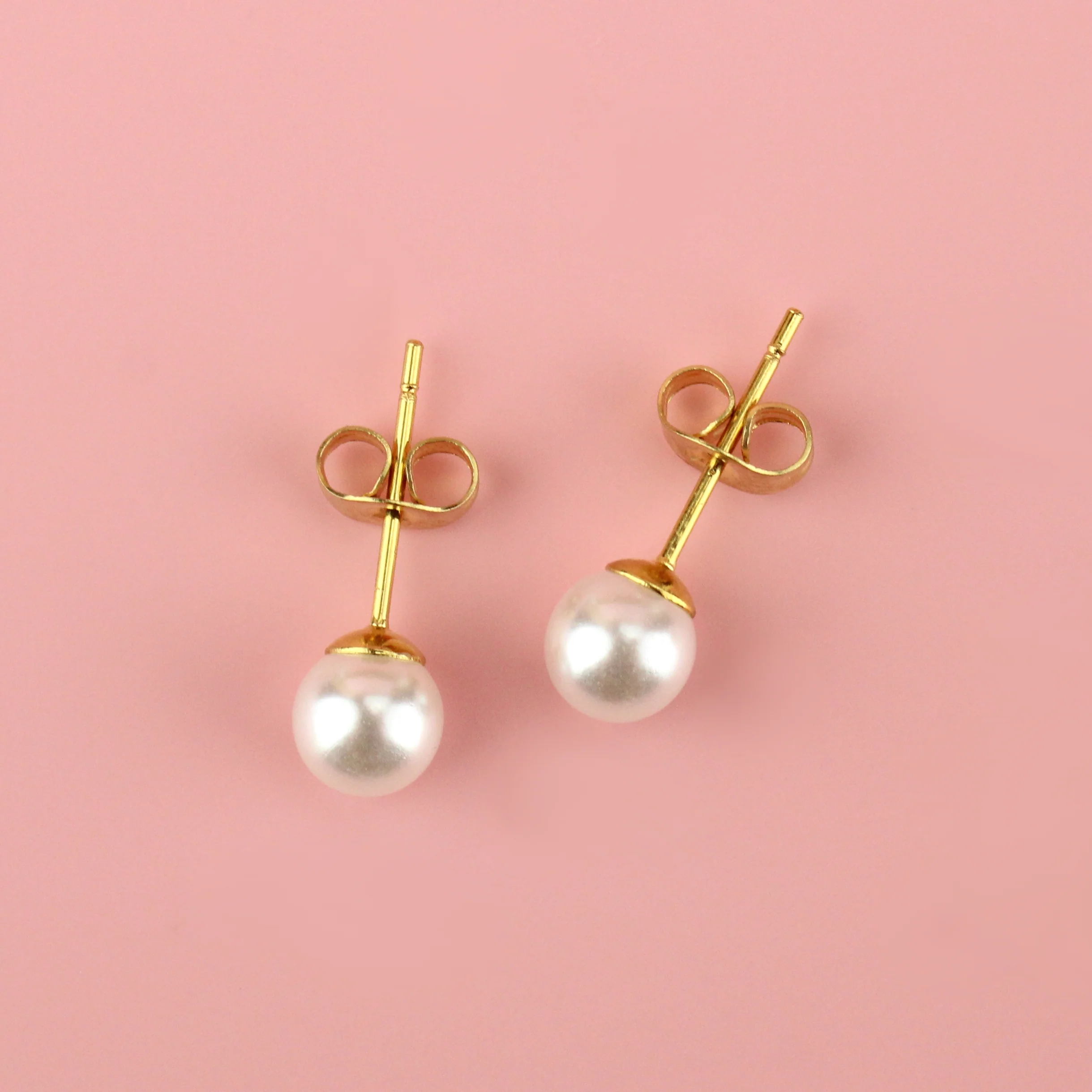 6mm Pearl Stud Earrings (Gold Plated) - Image 3