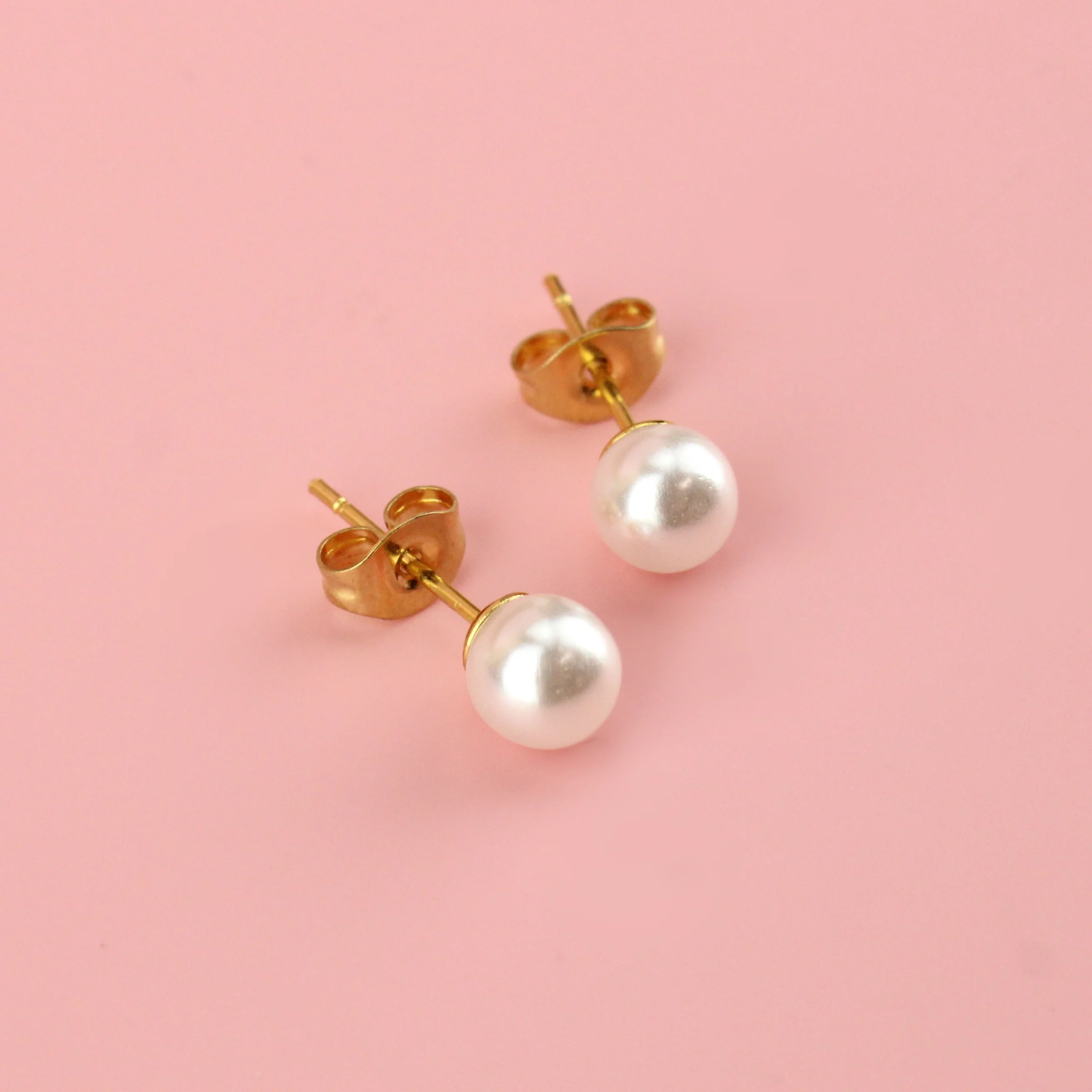 6mm Pearl Stud Earrings (Gold Plated) - Image 5