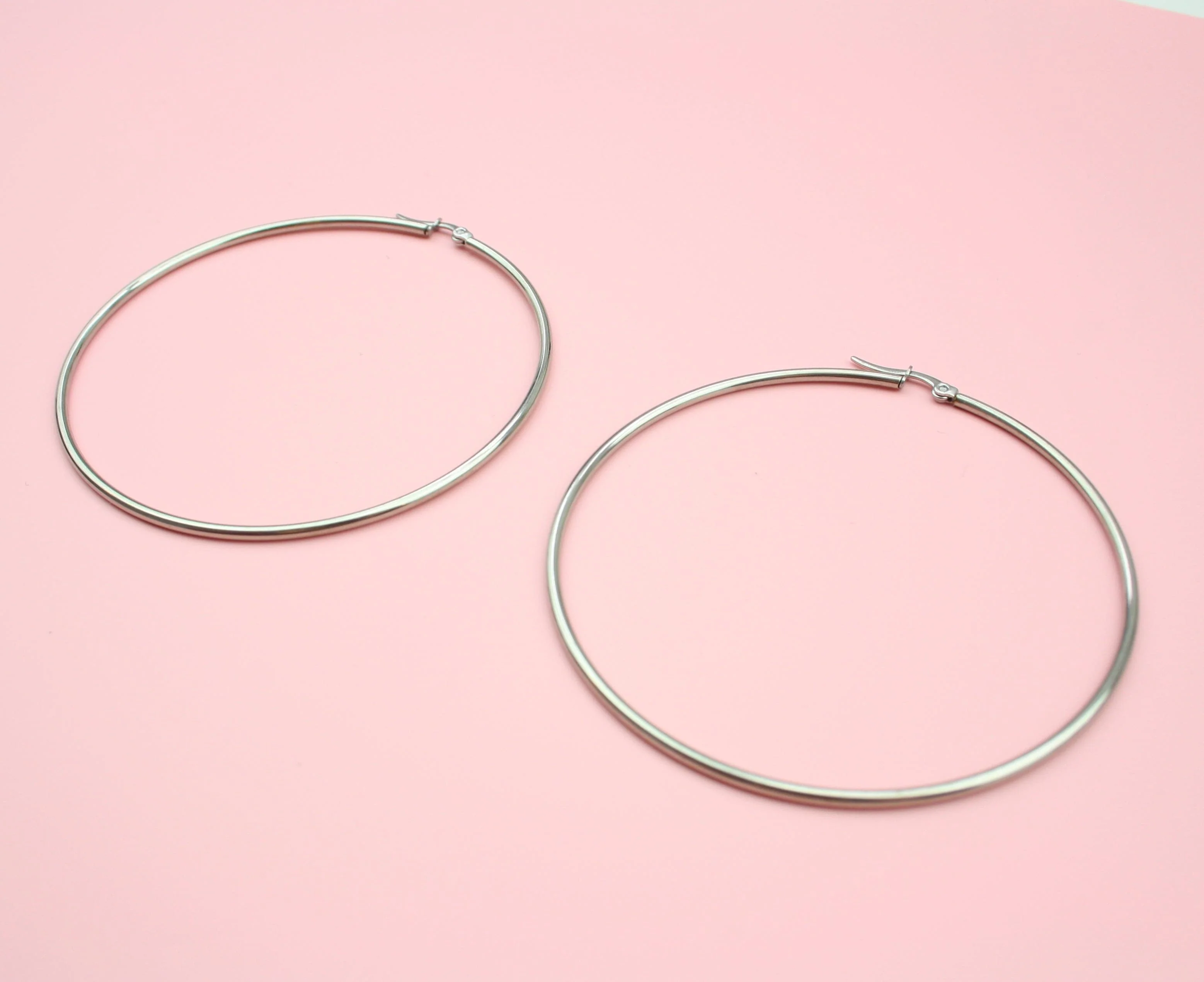 74mm Stainless Steel Hoop Earrings - Image 3