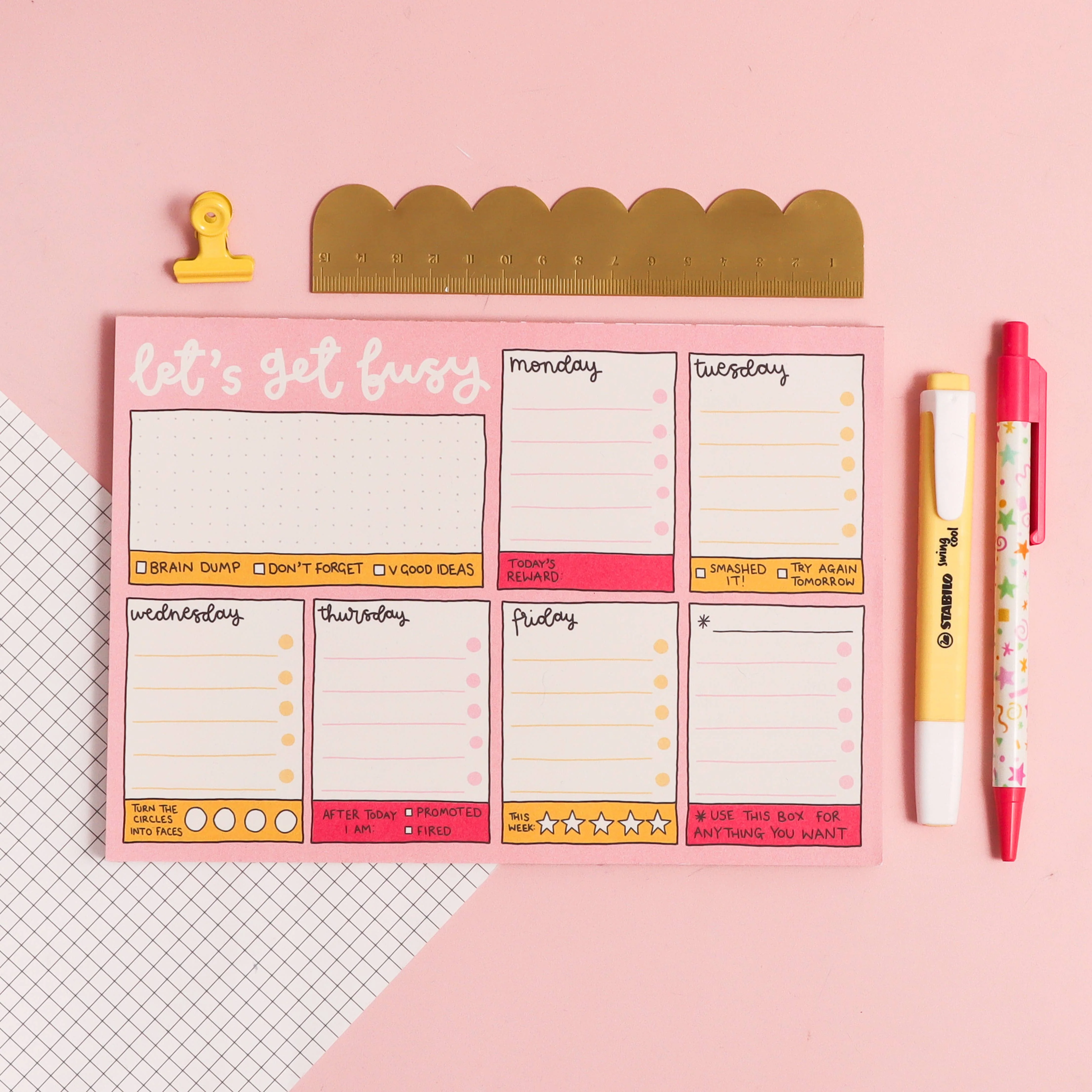 A5 notepad - week planner - let's get busy - Image 3