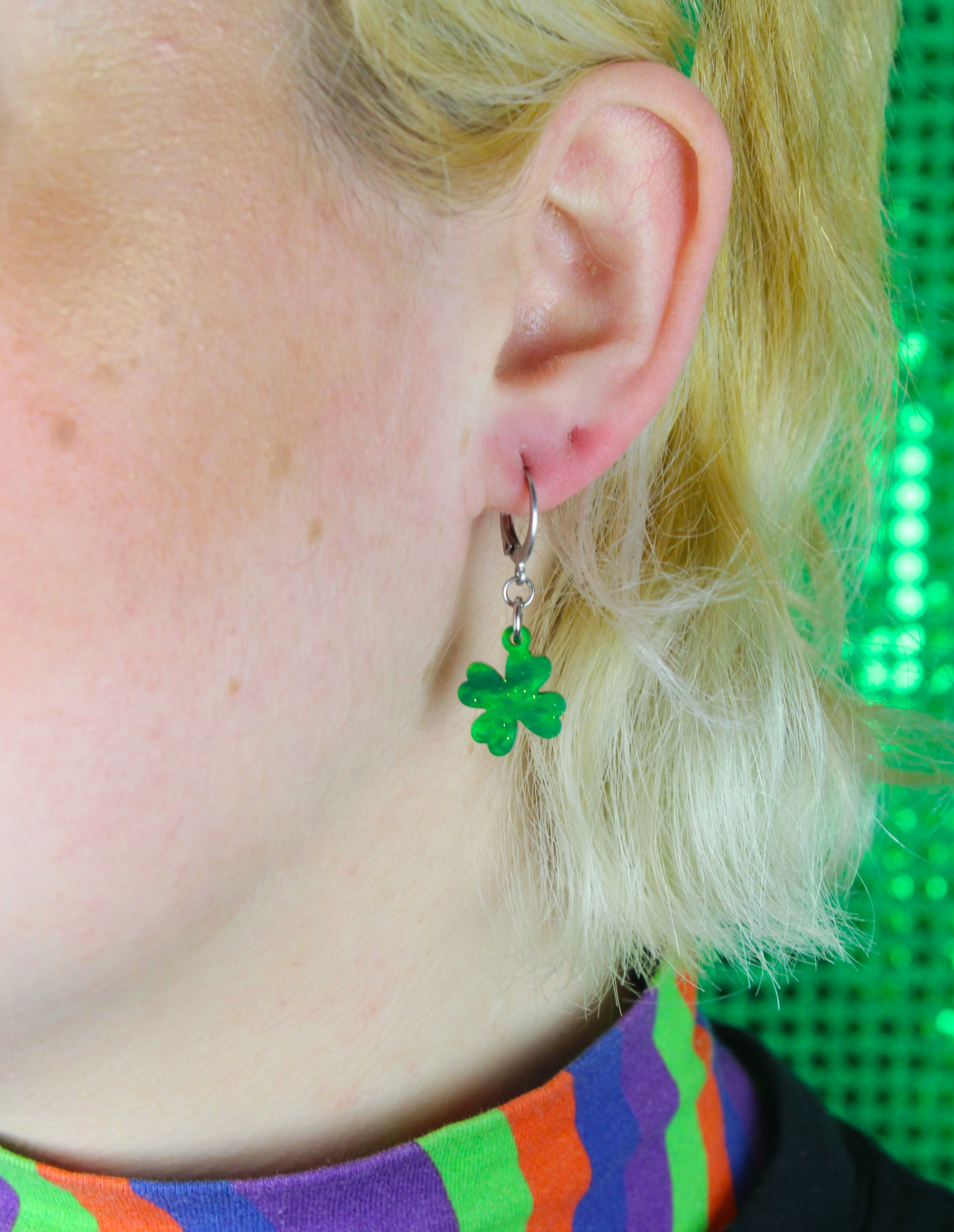 Ain't Over Til It's Clover Hoop Earrings - Image 3