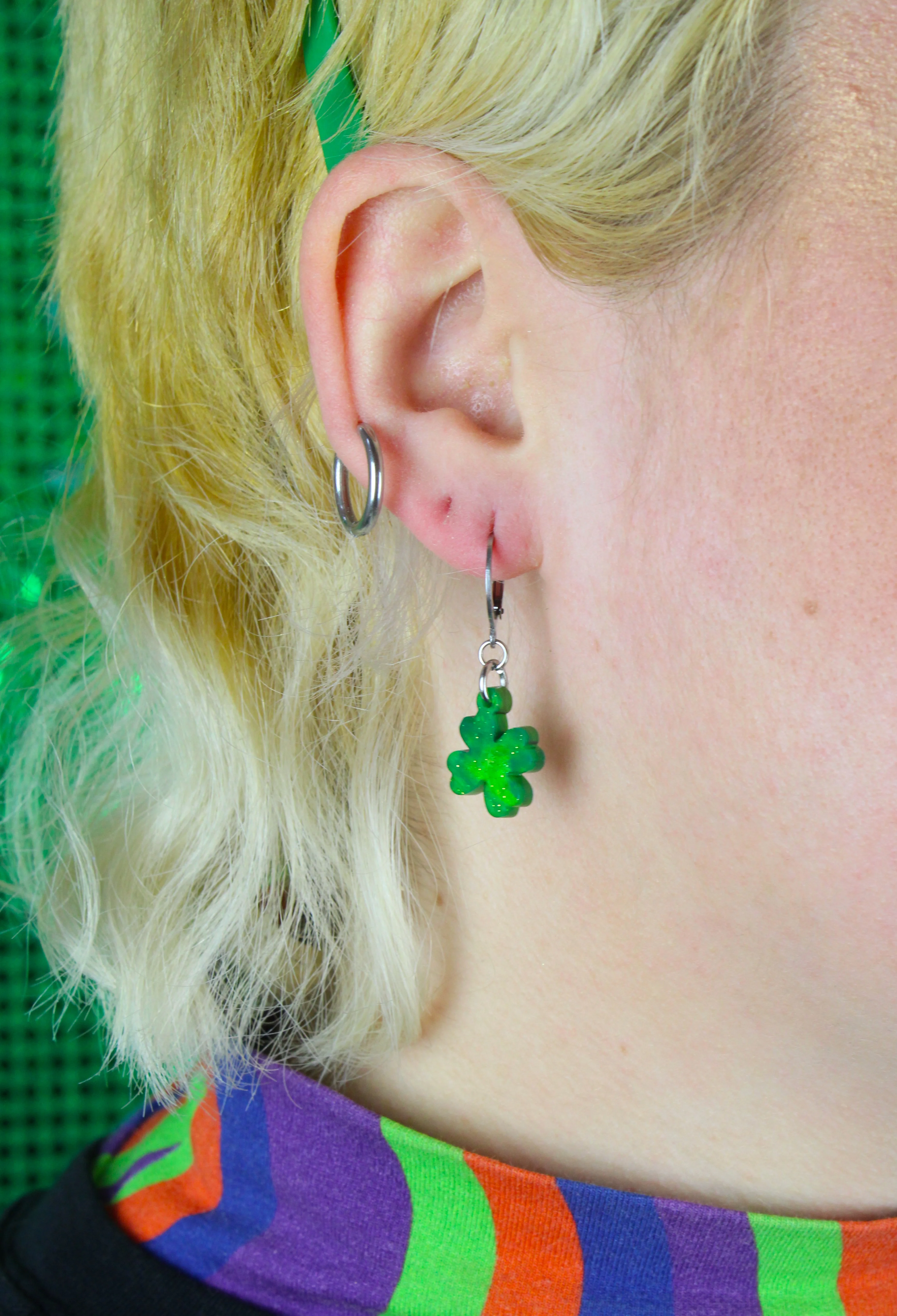 Ain't Over Til It's Clover Hoop Earrings - Image 5