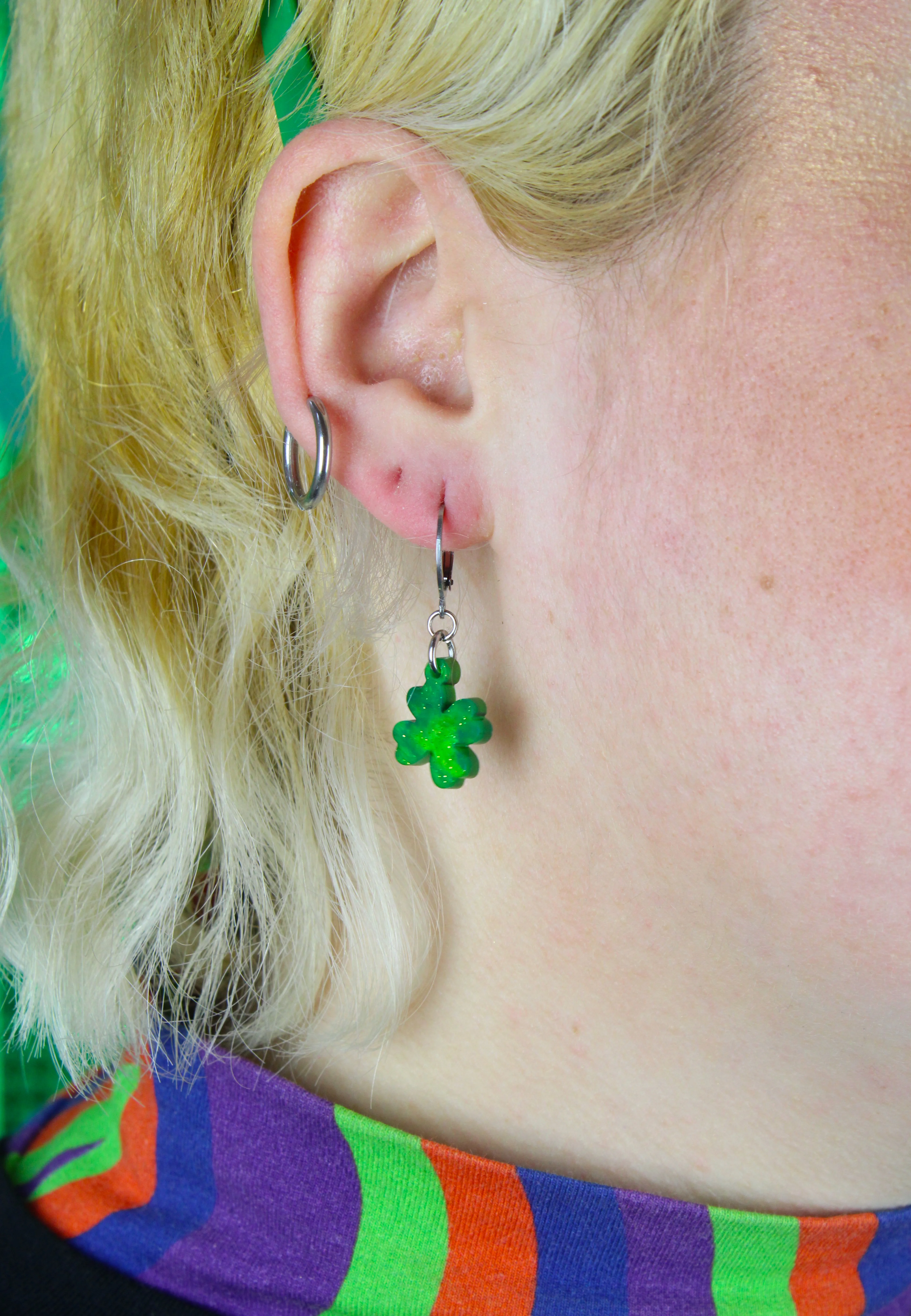 Ain't Over Til It's Clover Hoop Earrings - Image 9