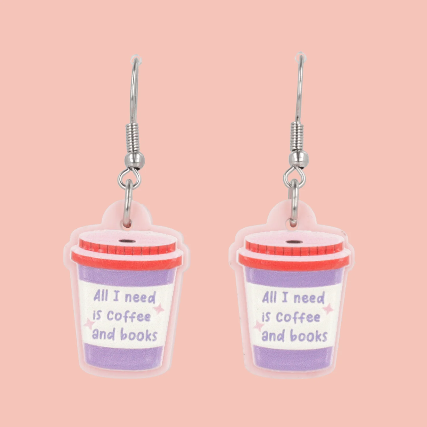 All I Need Is Coffee And Books Earrings