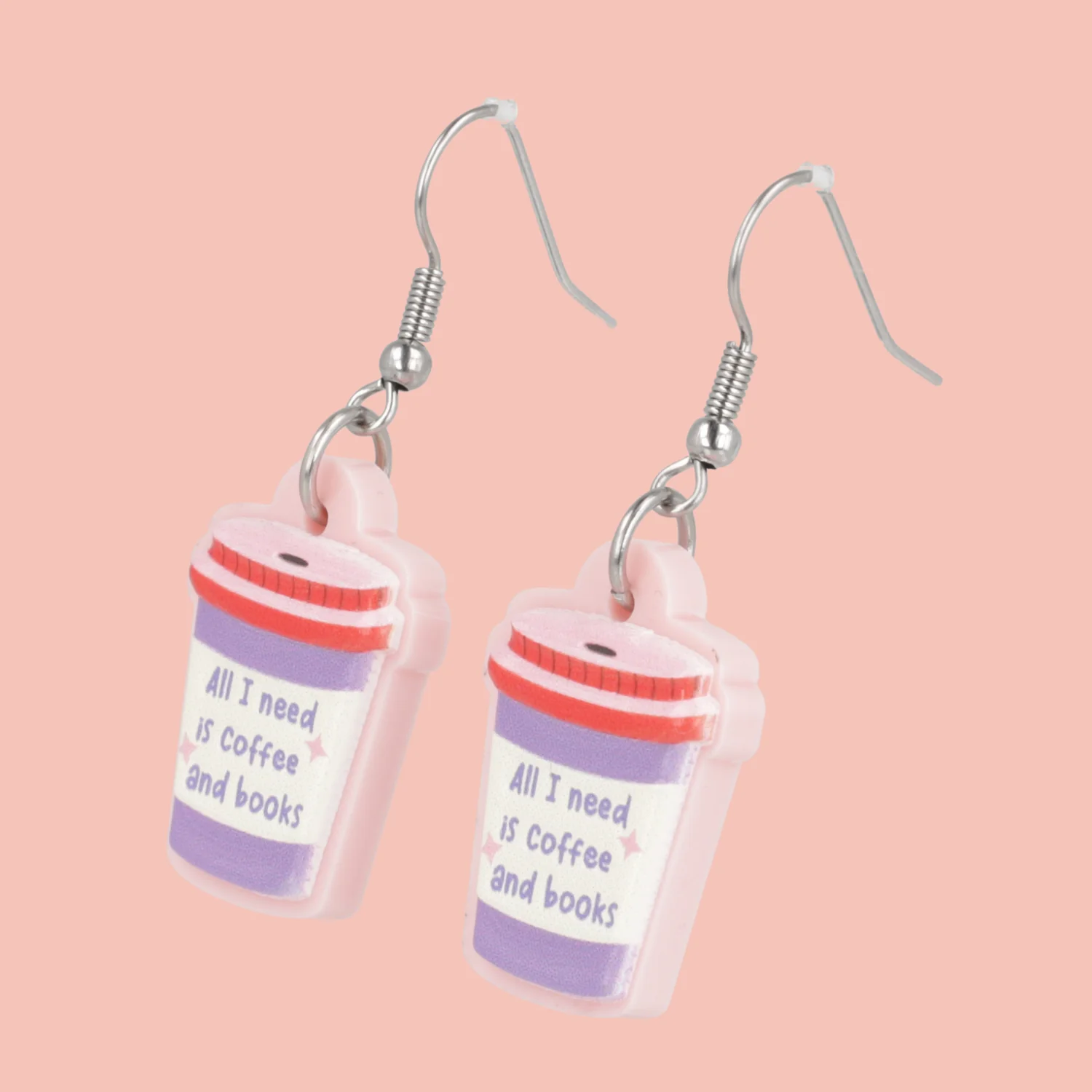 All I Need Is Coffee And Books Earrings - Image 3