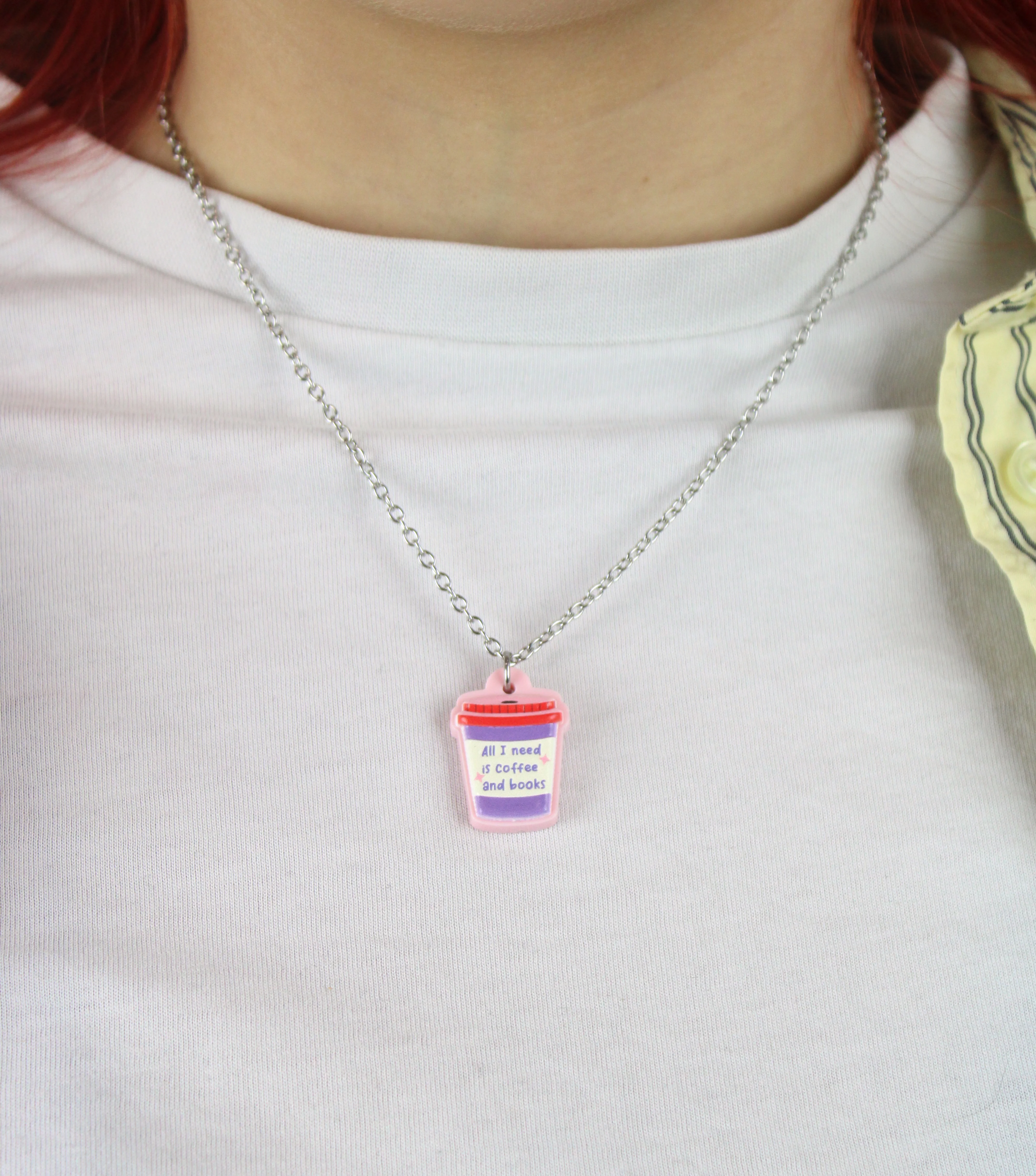 All I Need Is Coffee And Books Necklace - Image 2