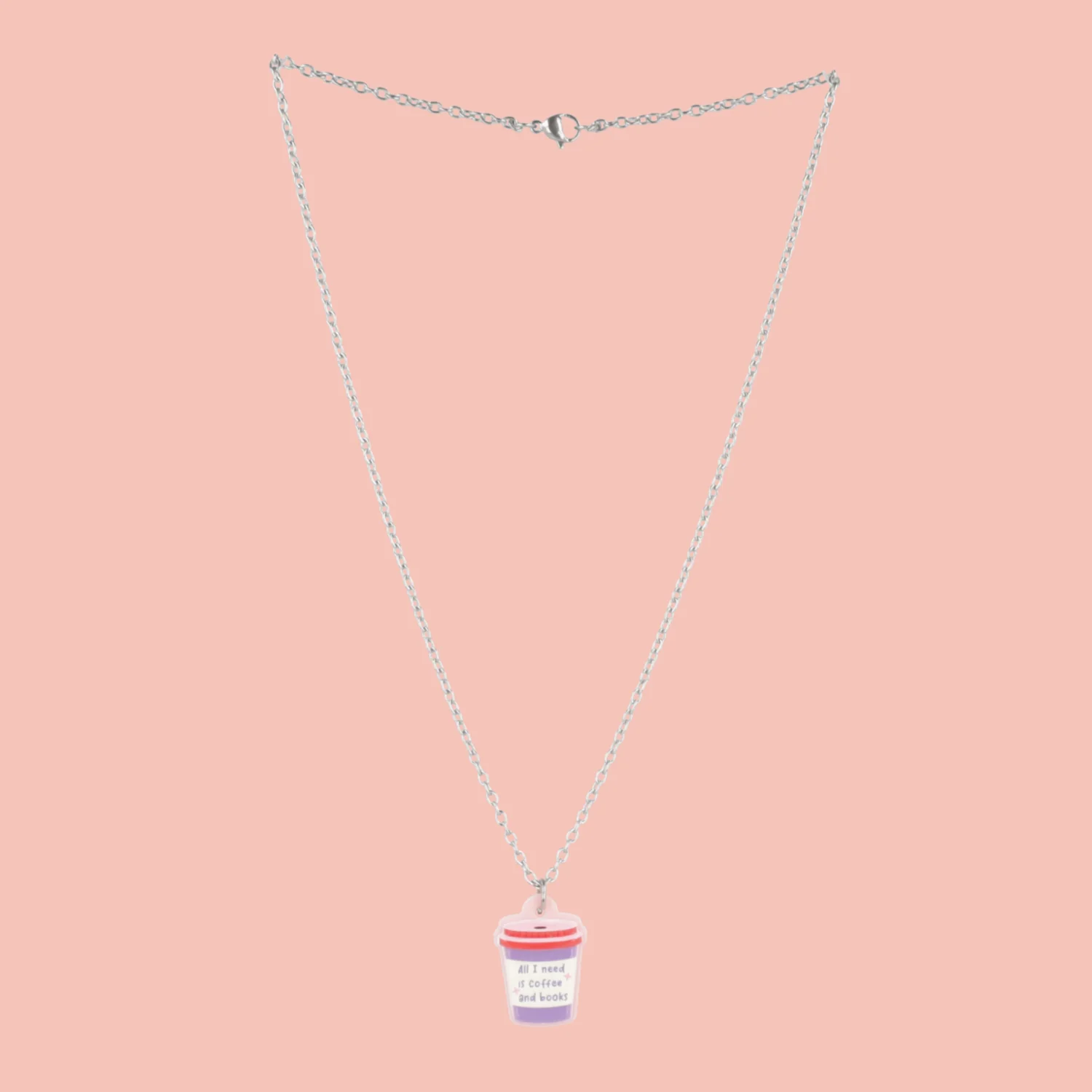 All I Need Is Coffee And Books Necklace - Image 3