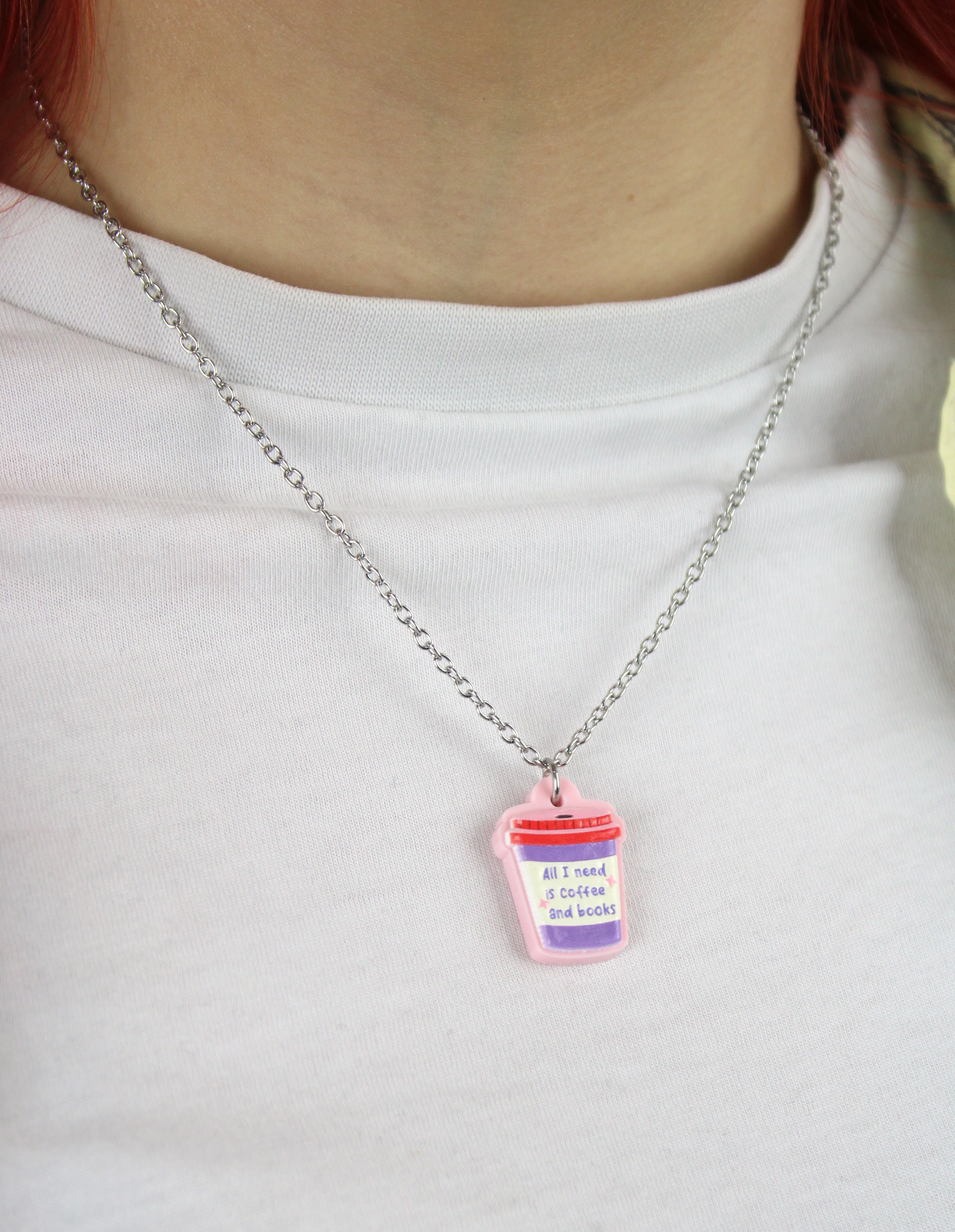 All I Need Is Coffee And Books Necklace - Image 6