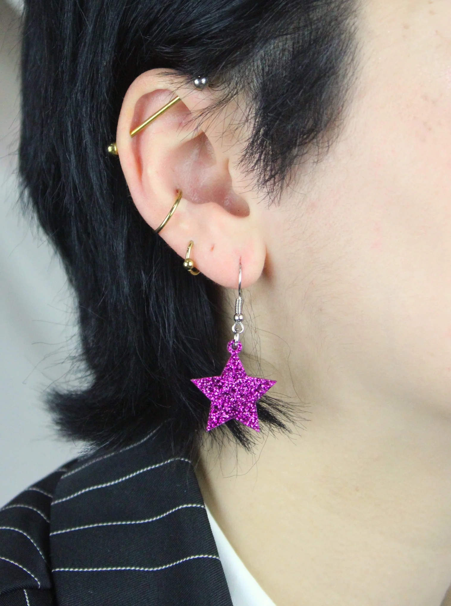 All That Glitters Purple Star Earrings - Image 3