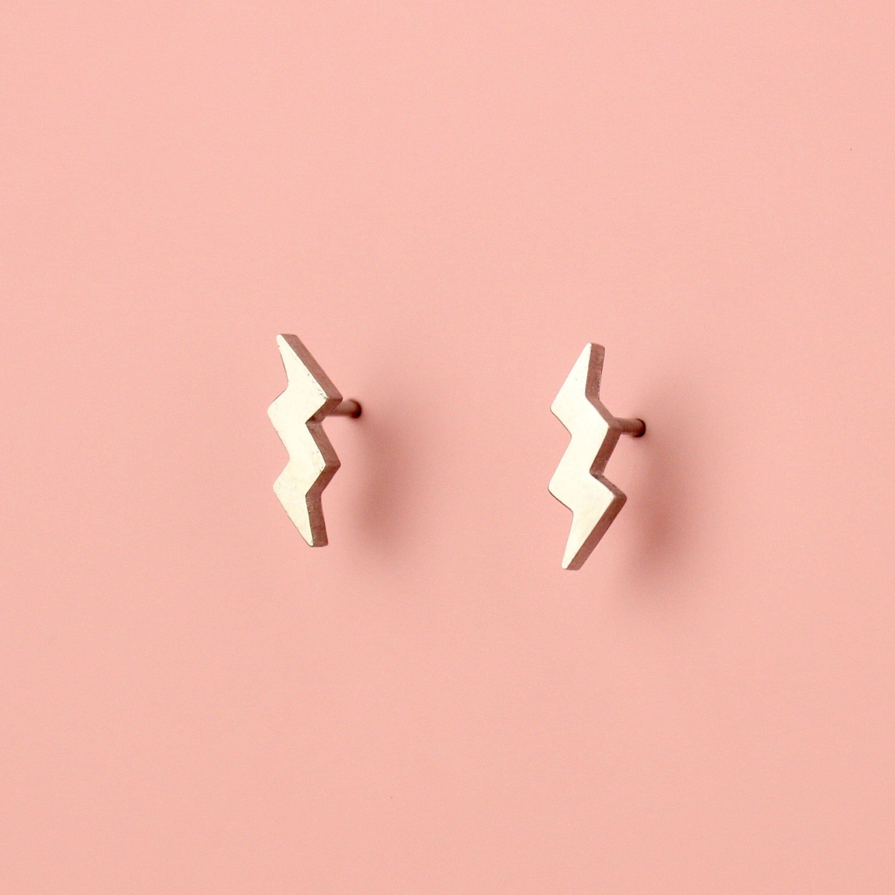 Amped Up Lightning Bolt Stud Earrings - Image 2