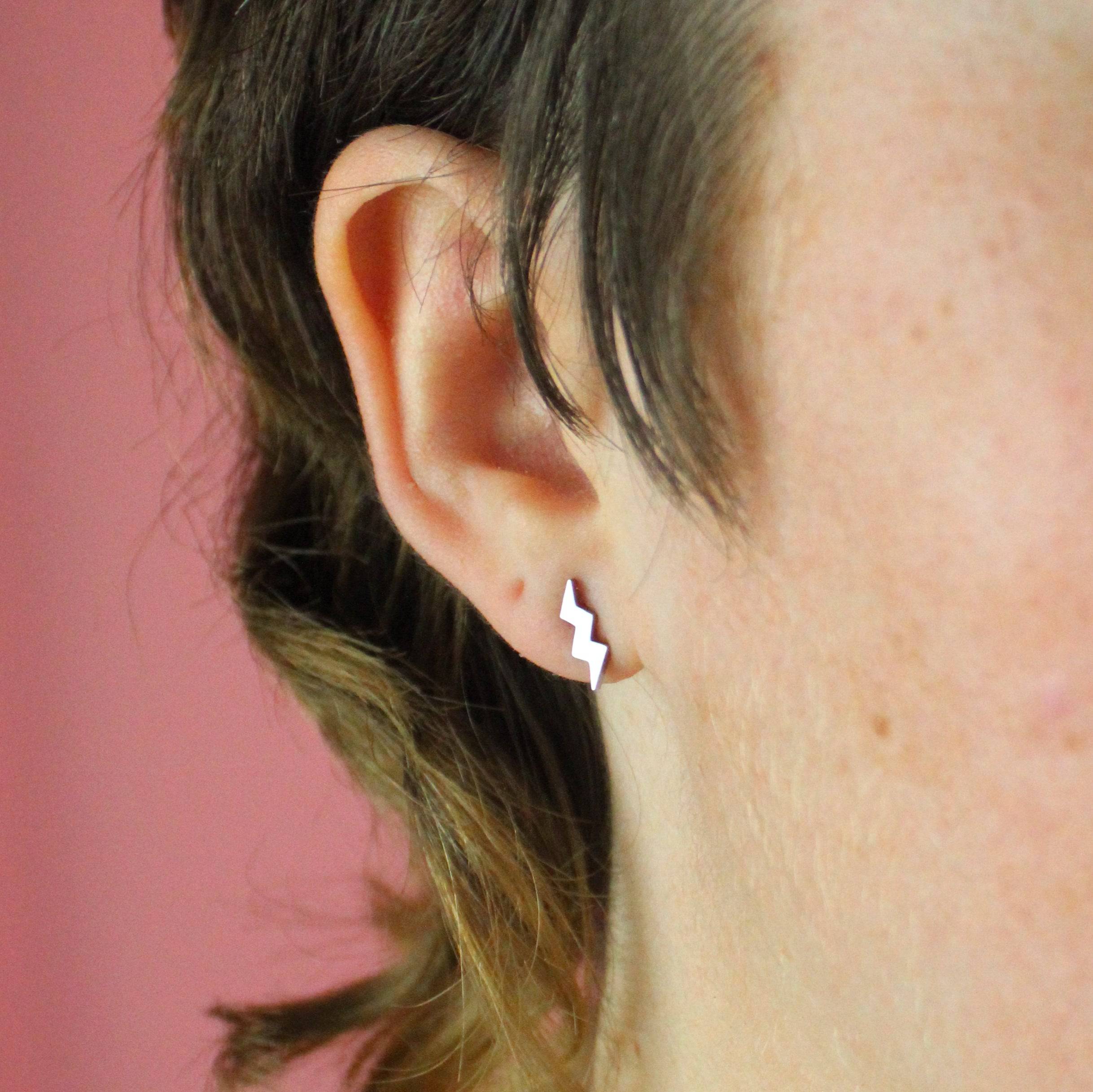 Amped Up Lightning Bolt Stud Earrings - Image 3