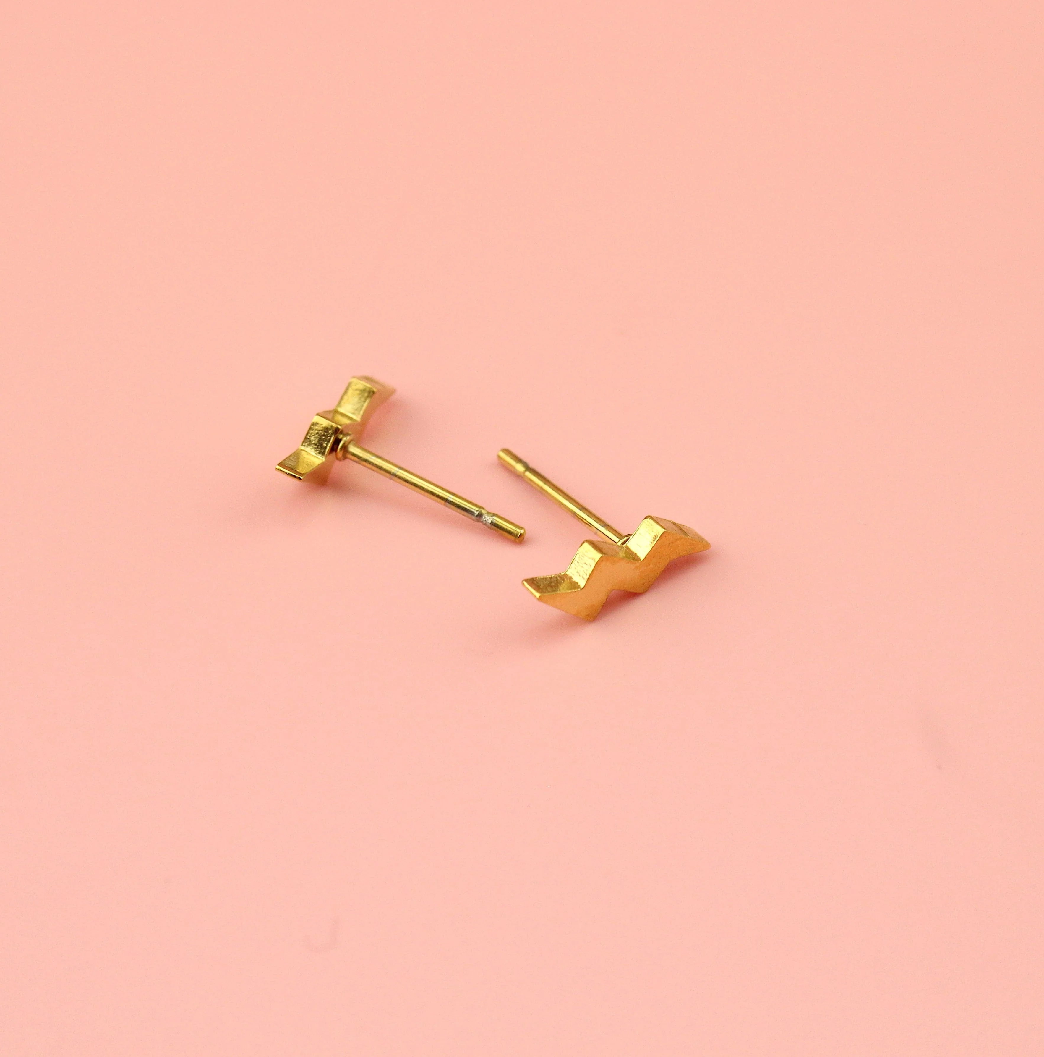 Amped Up Lightning Bolt Stud Earrings (Gold Plated) - Image 3