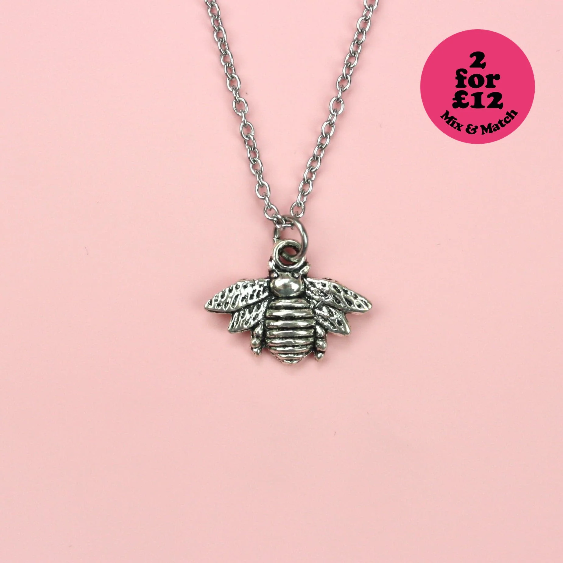 Antique Silver Bee Necklace