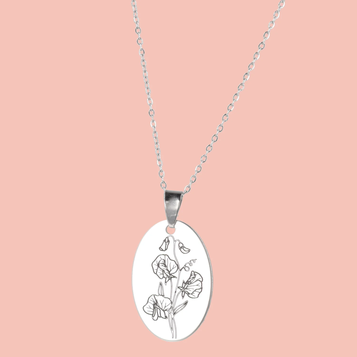 April Birth Flower Necklace - Sweet Pea