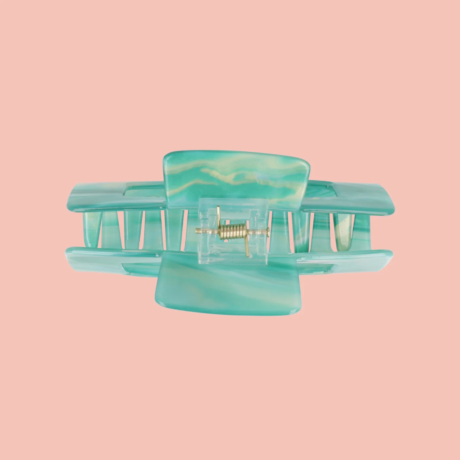 Rectangular Hair Clip - Green Marble - Image 2