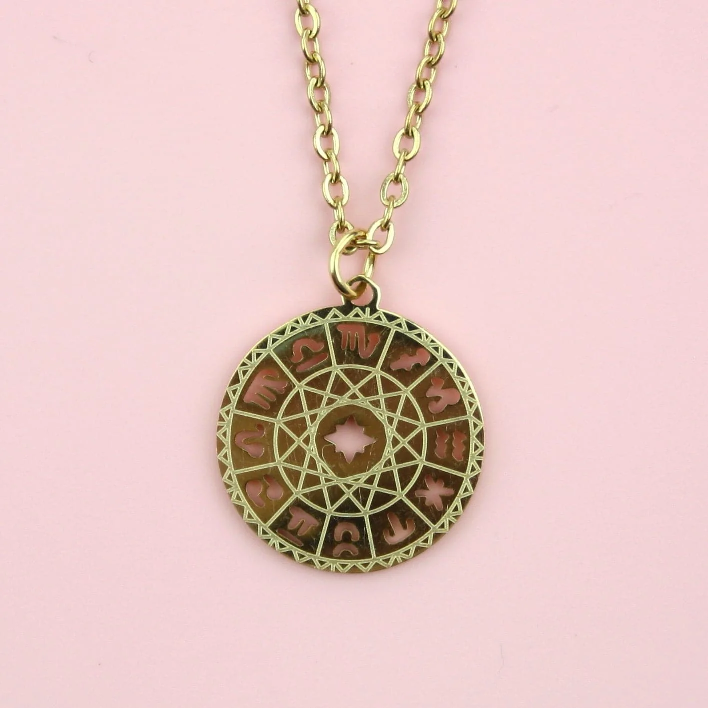 Astrology Wheel Necklace (Gold Plated) - Image 3