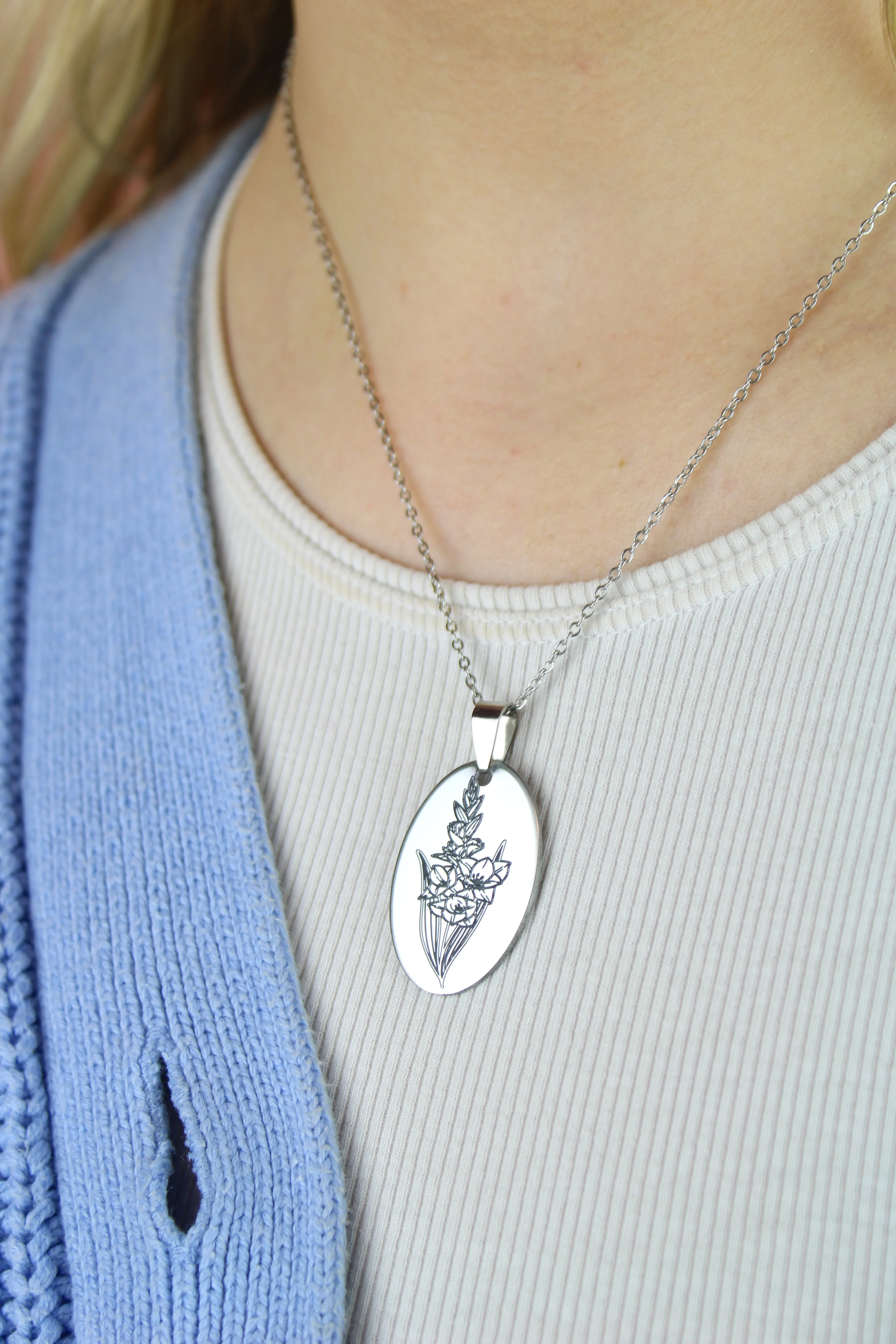 August Birth Flower Necklace - Gladiolus - Image 2