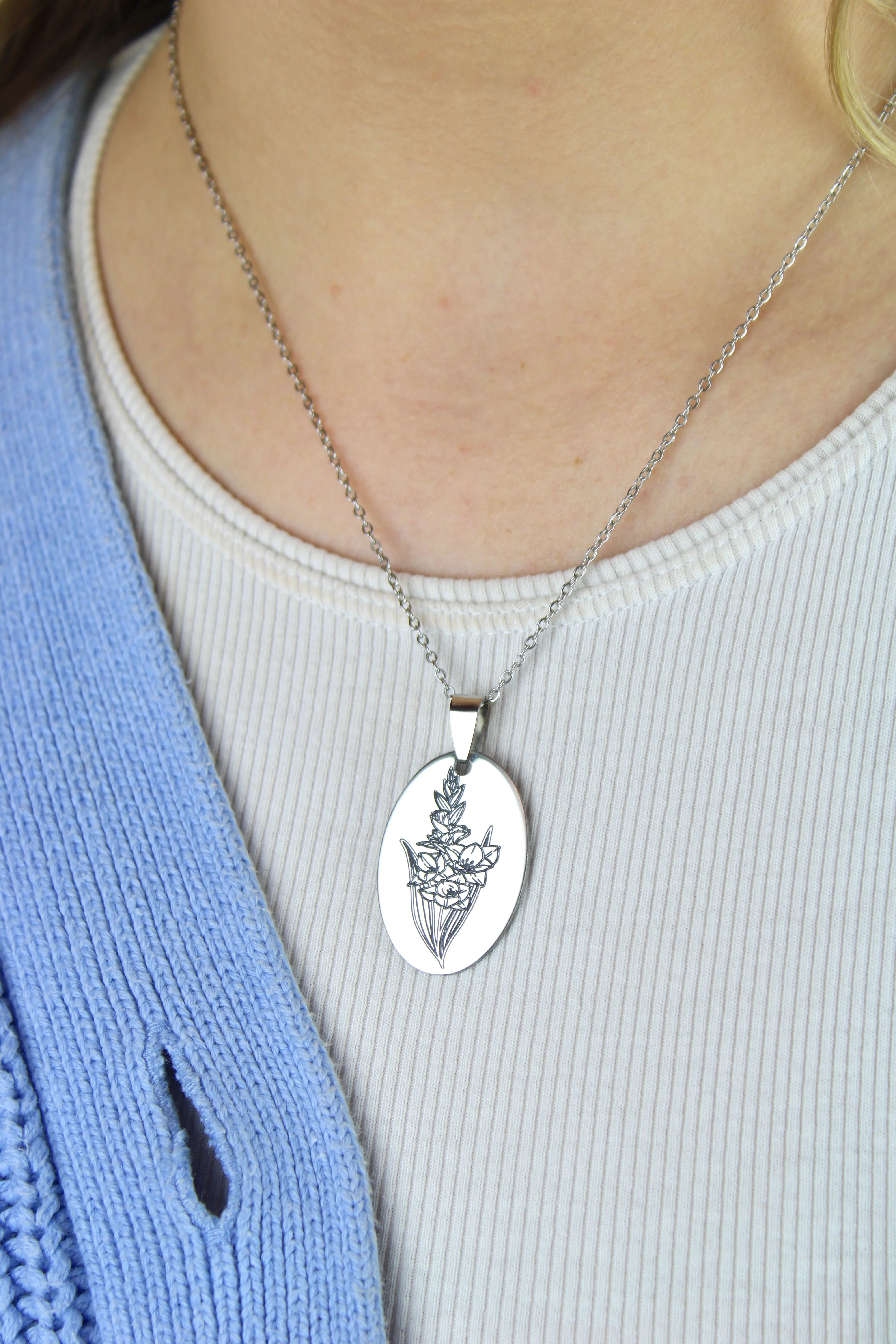 August Birth Flower Necklace - Gladiolus - Image 4