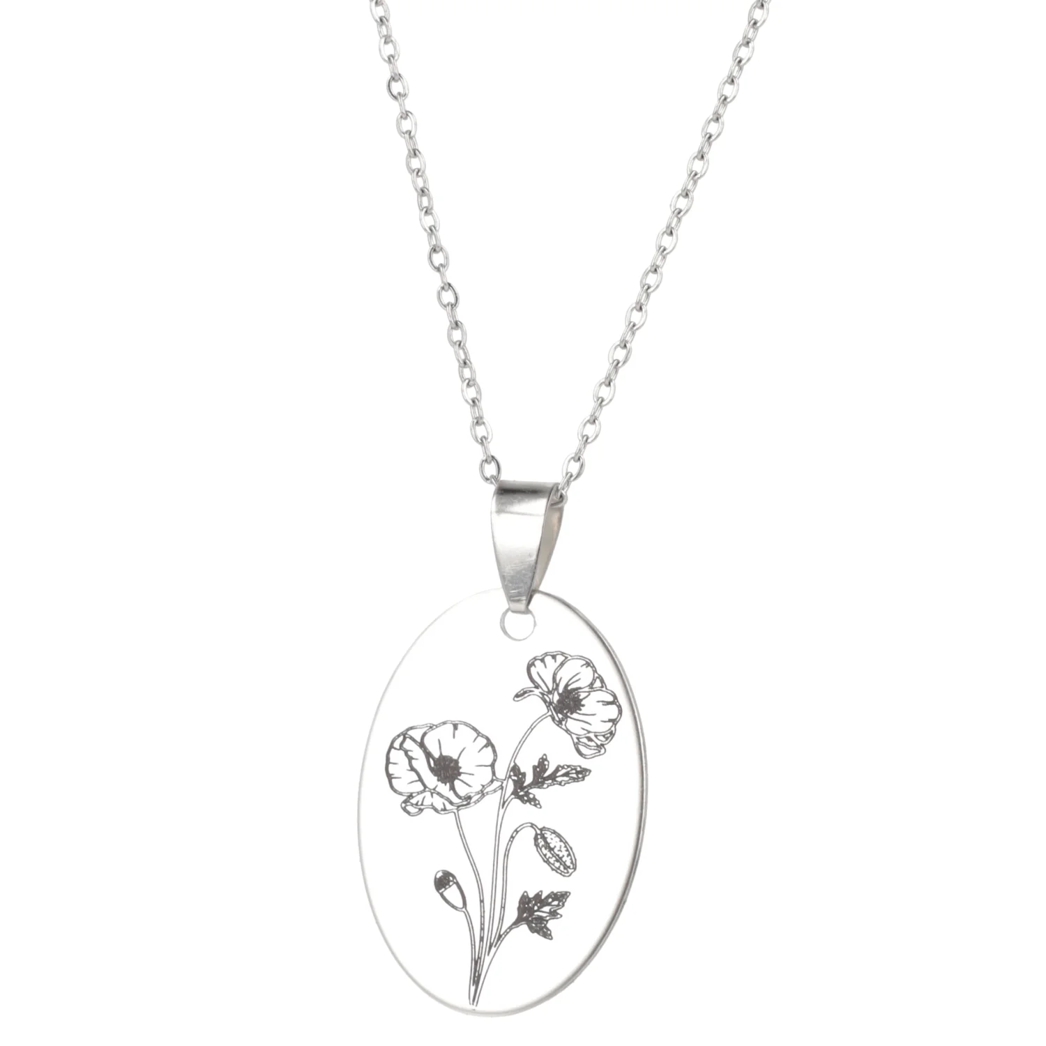 August Birth Flower Necklace - Poppy - Image 5