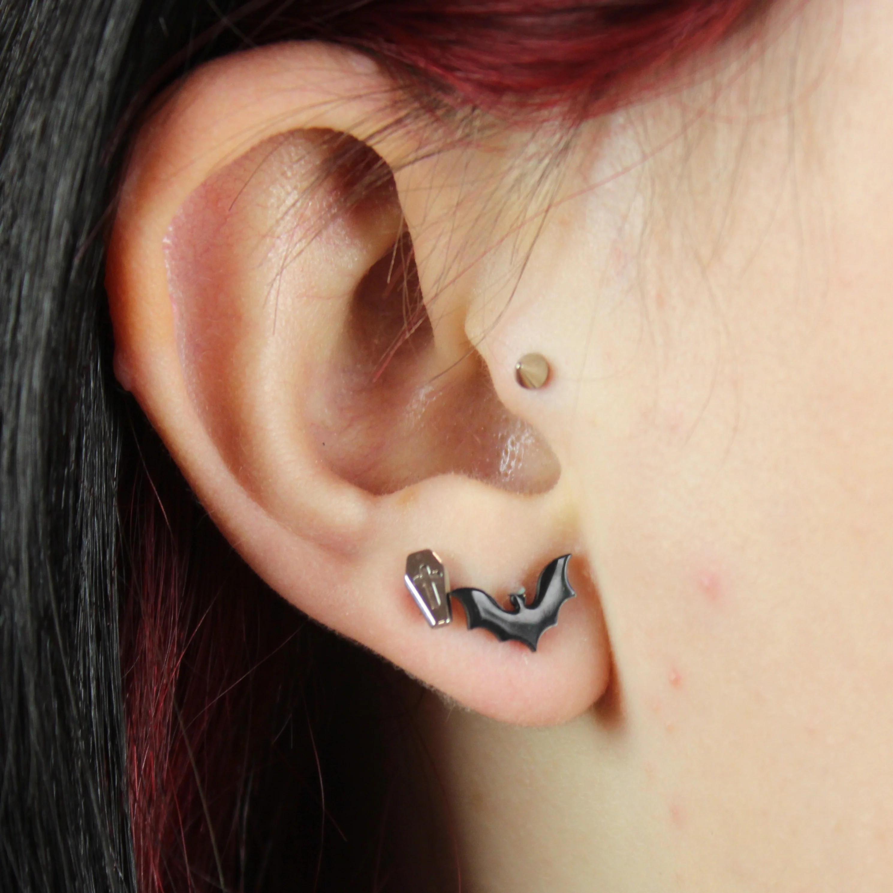 Bat Stud Earrings (Black) - Image 2