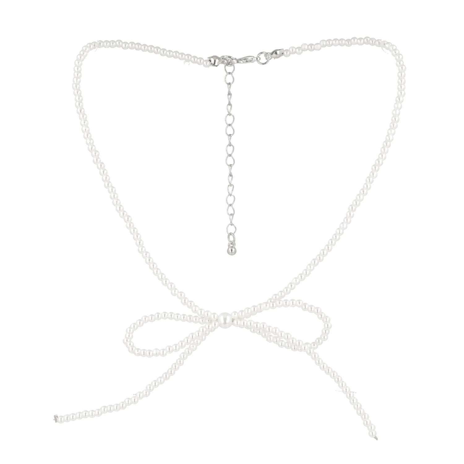 Beaded Bow Choker - White - Image 5
