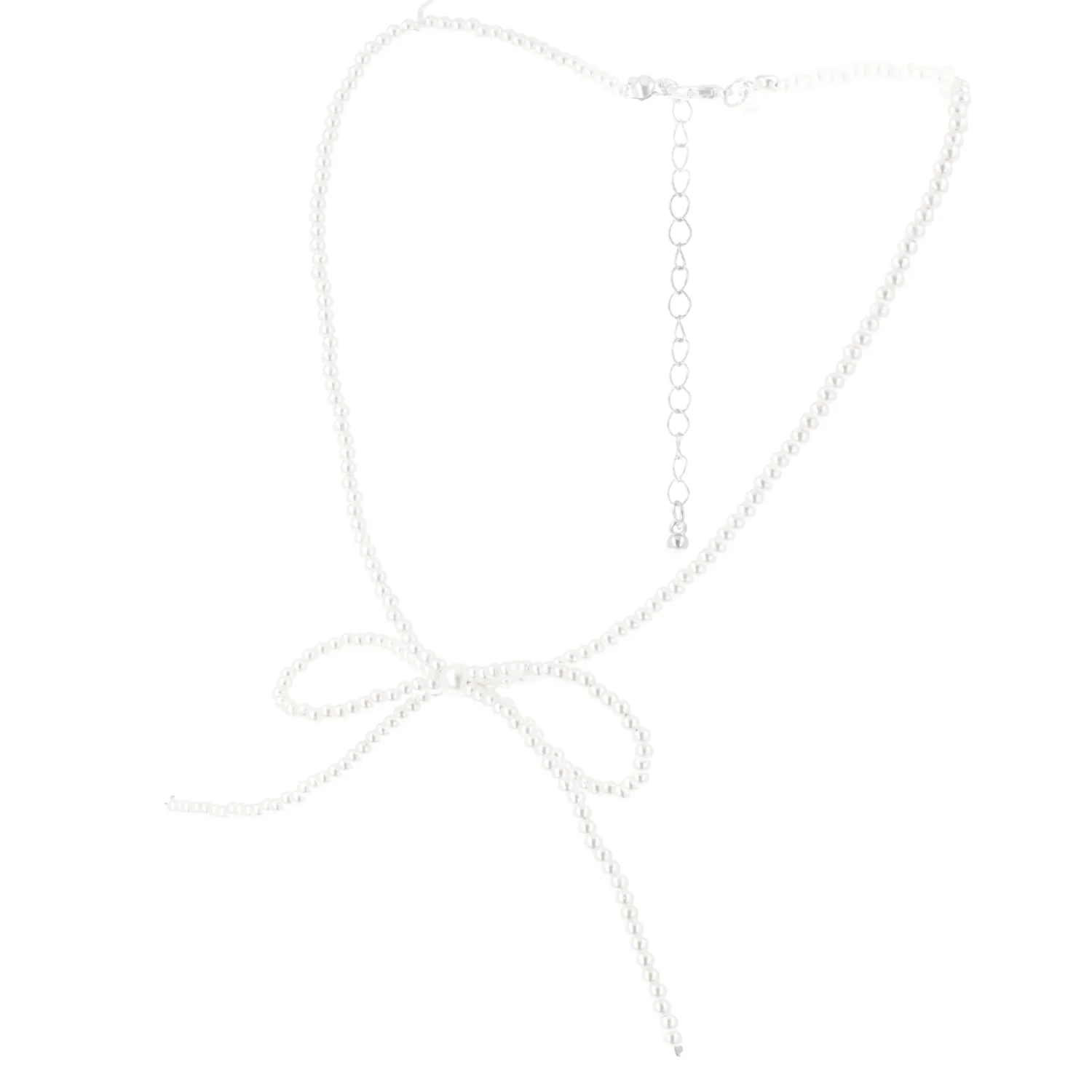 Beaded Bow Choker - White - Image 6