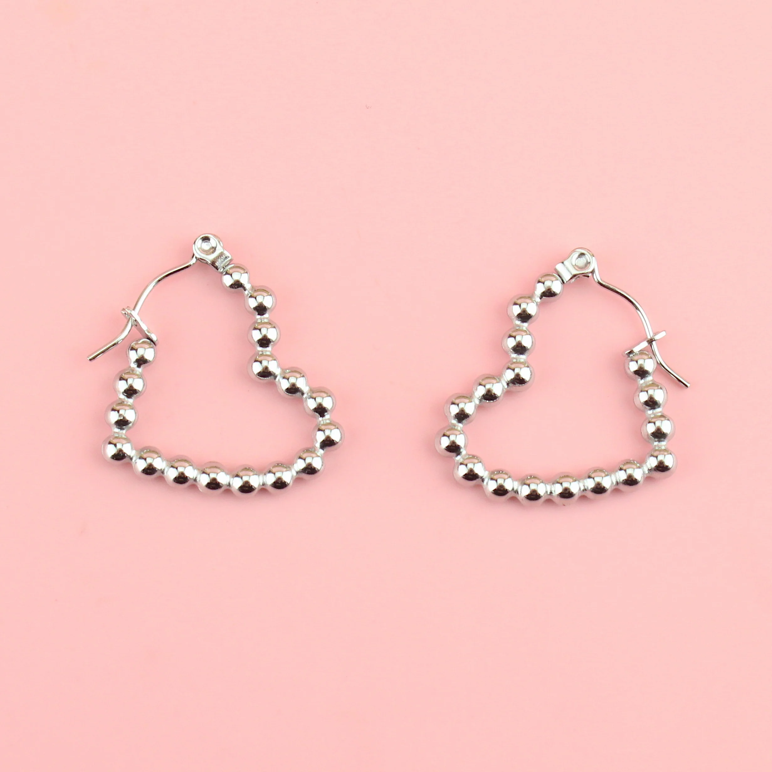 Beaded Heart Hoop Earrings